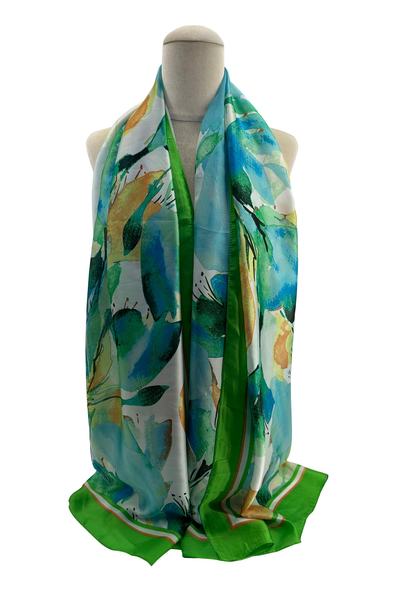 SF2311-781 Mixed Silk Scarf with Artistic Flower Painting