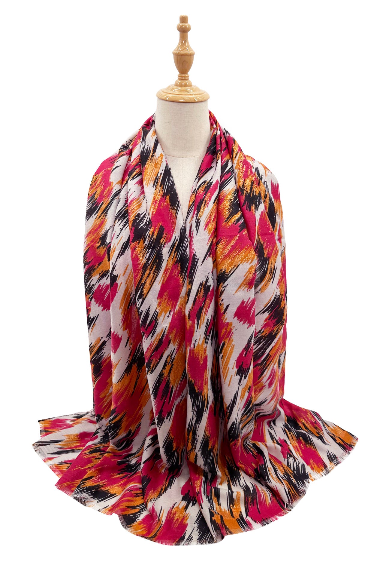 SF23110-926 Abstract Lines Pattern Lurex Scarf with Cotton Mix