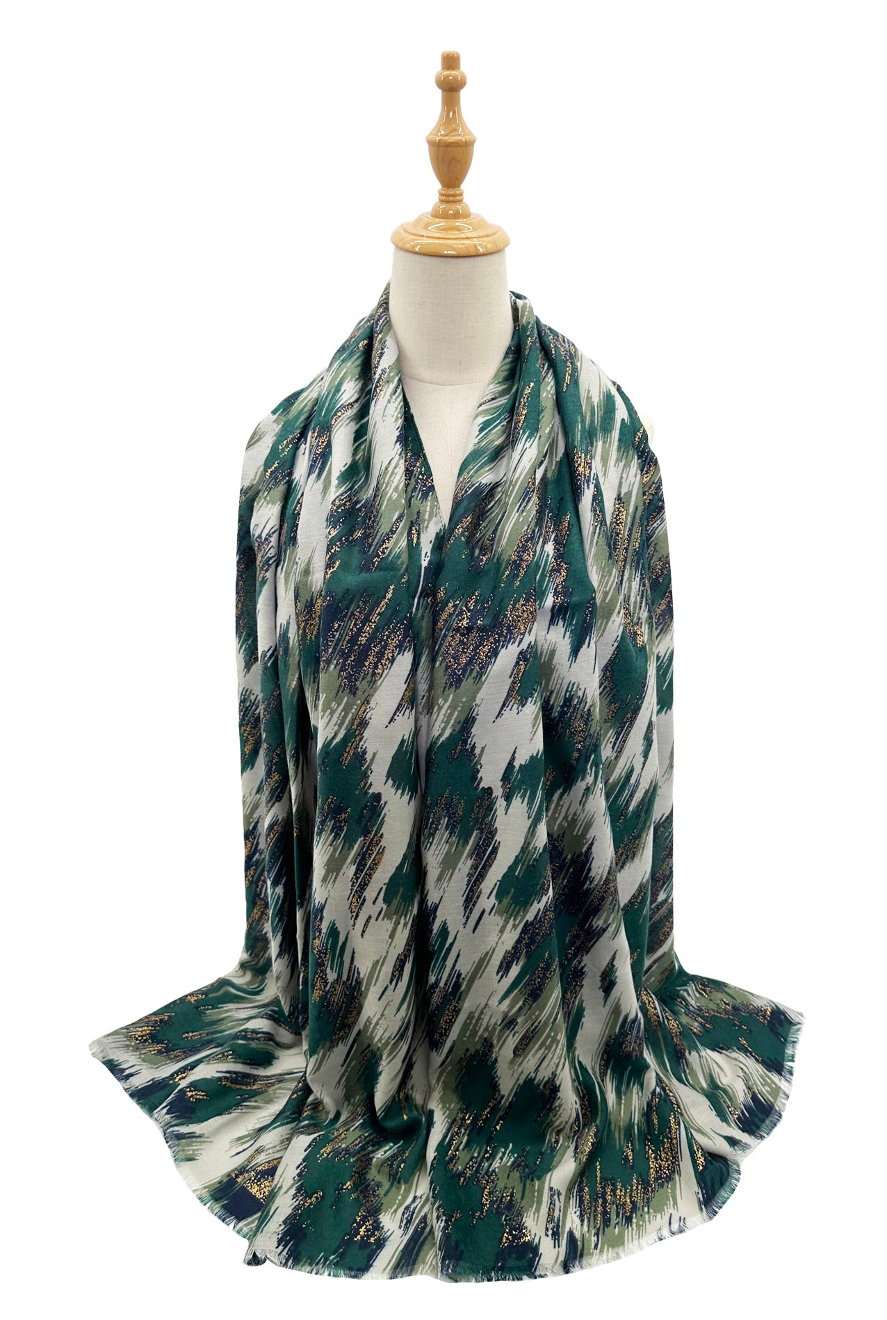 SF23110-926 Abstract Lines Pattern Lurex Scarf with Cotton Mix