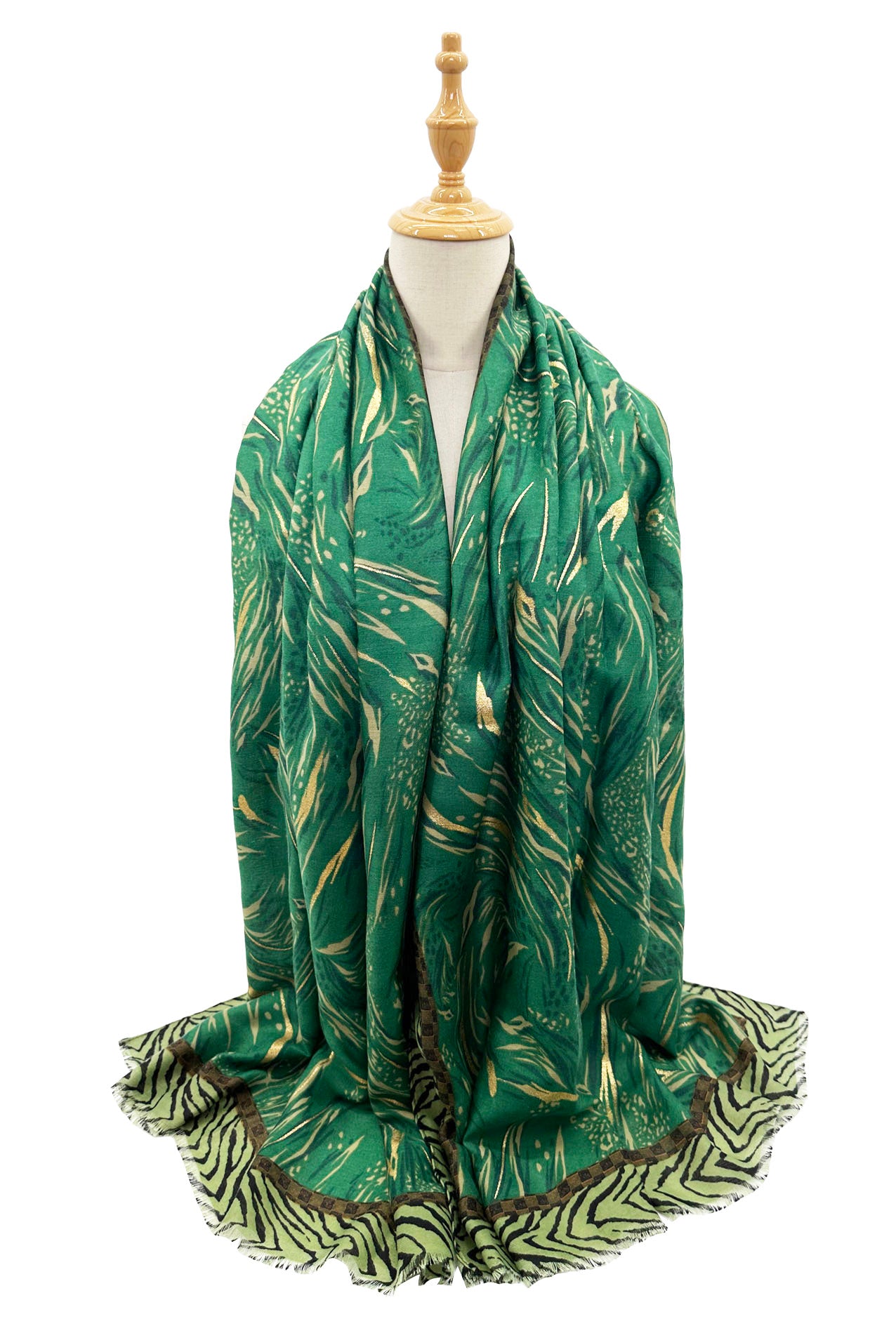 SF23110-927 Marine Plant Pattern Cotton Mix Scarf