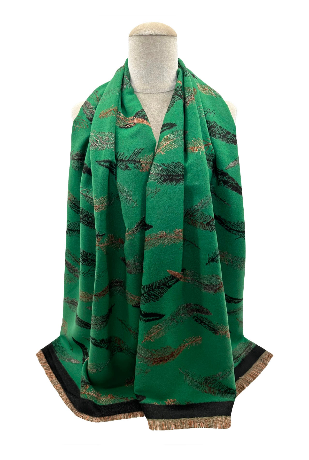 SF23125-903 Colourful Pine Leaves Pattern with Cotton Mix Scarf