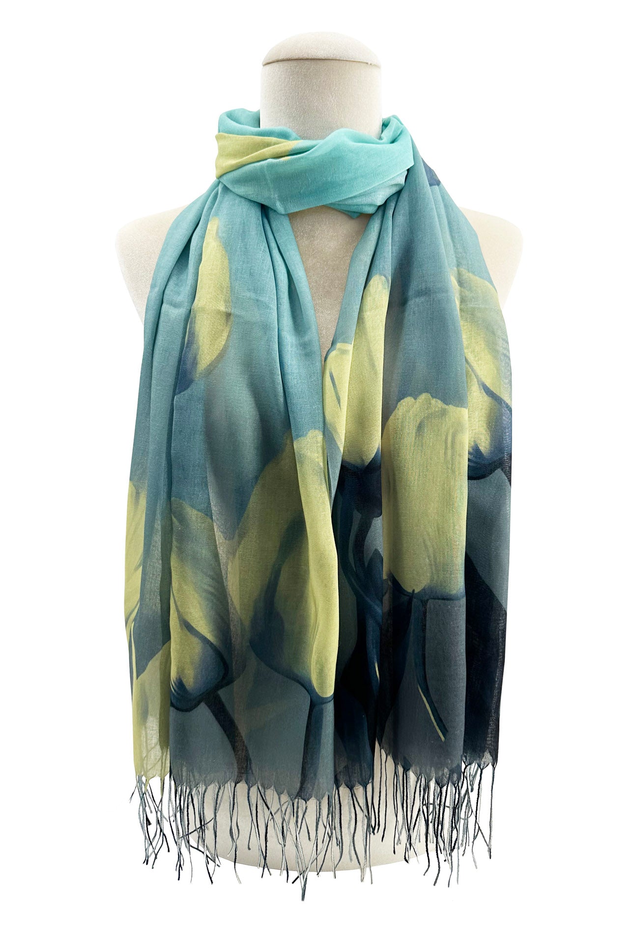 SF2313-796 Large Tulip Prints Soft Scarf with Tassels