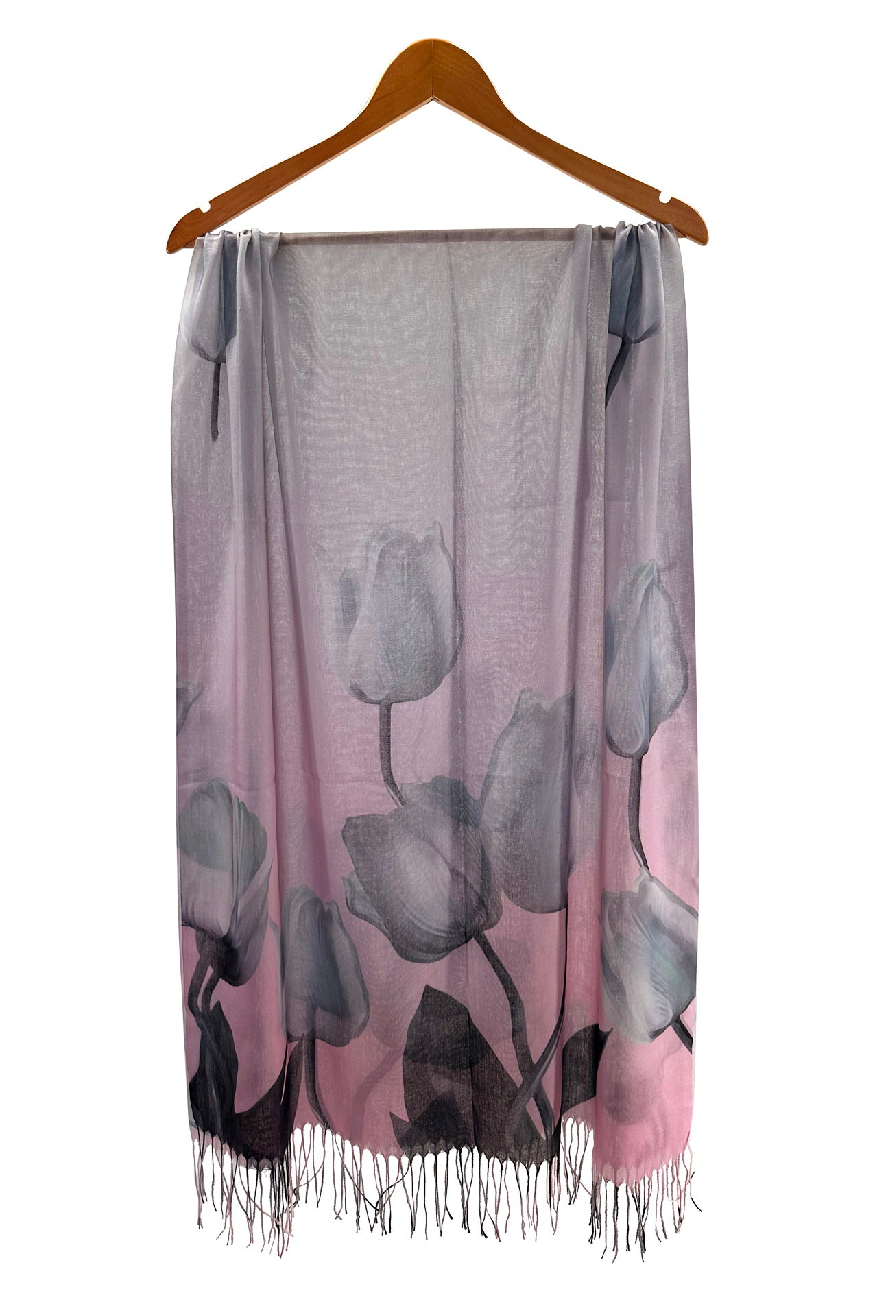 SF2313-796 Large Tulip Prints Soft Scarf with Tassels