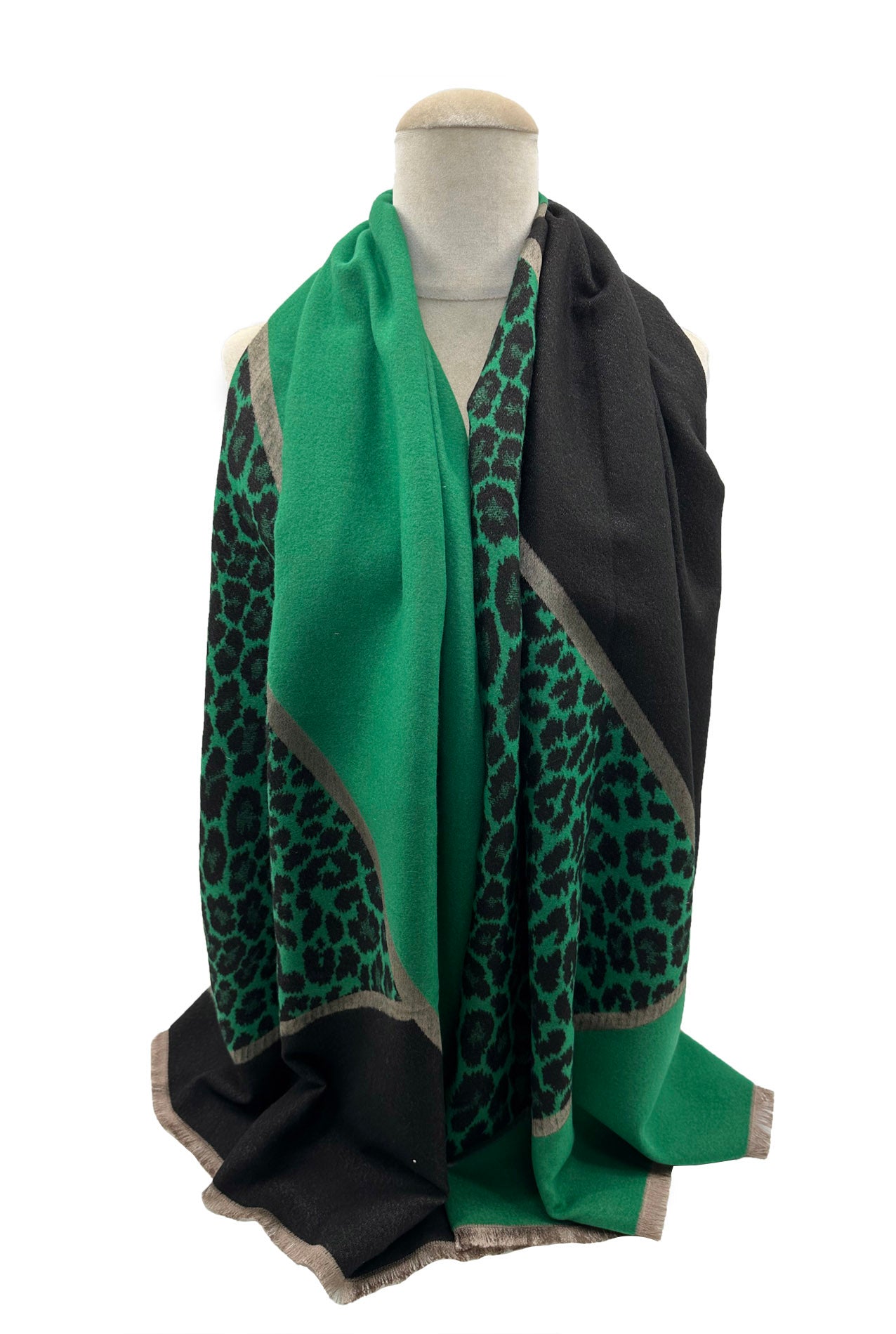 SF23160-936 Mix Wool Leopard Print Scarves