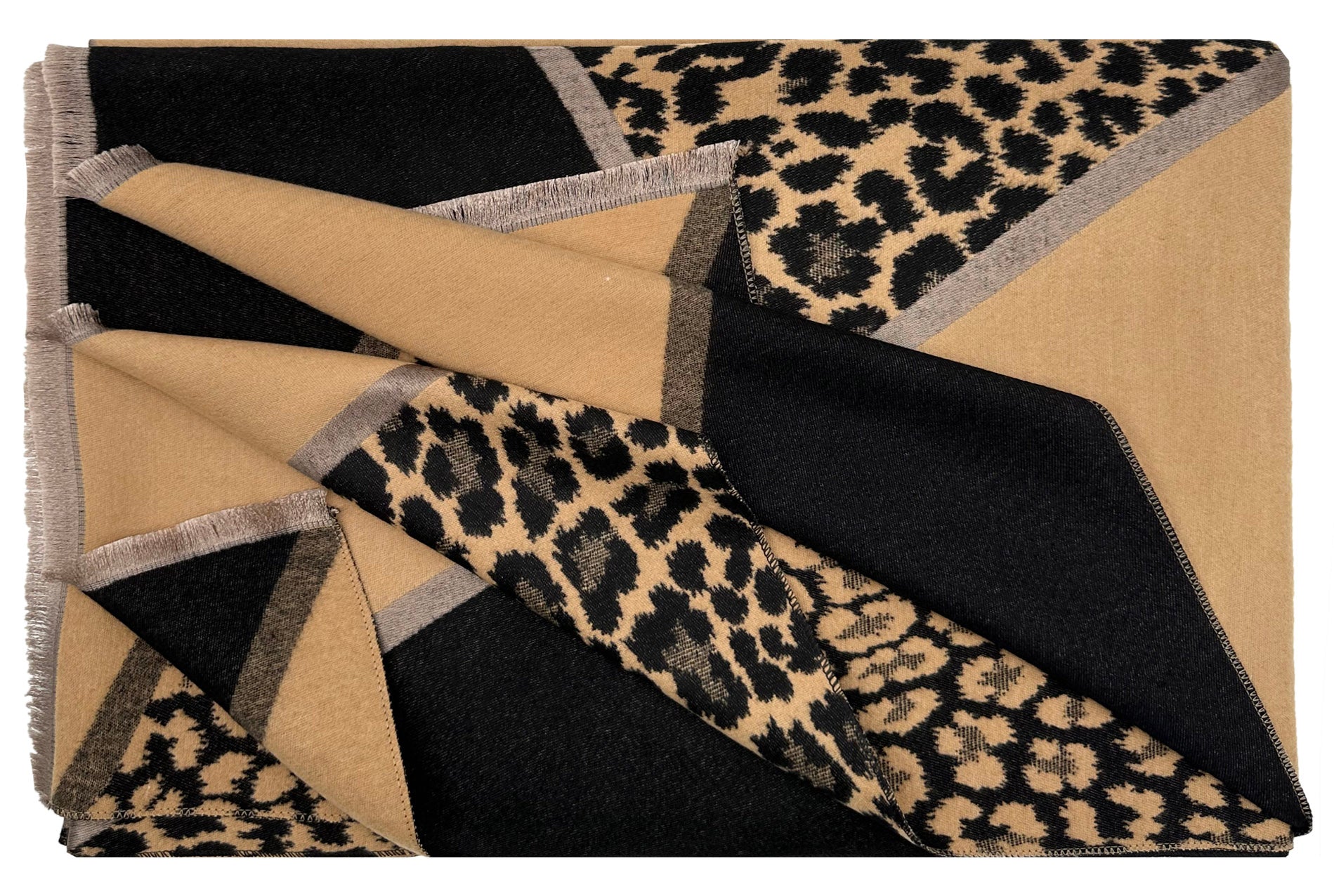 SF23160-936 Mix Wool Leopard Print Scarves