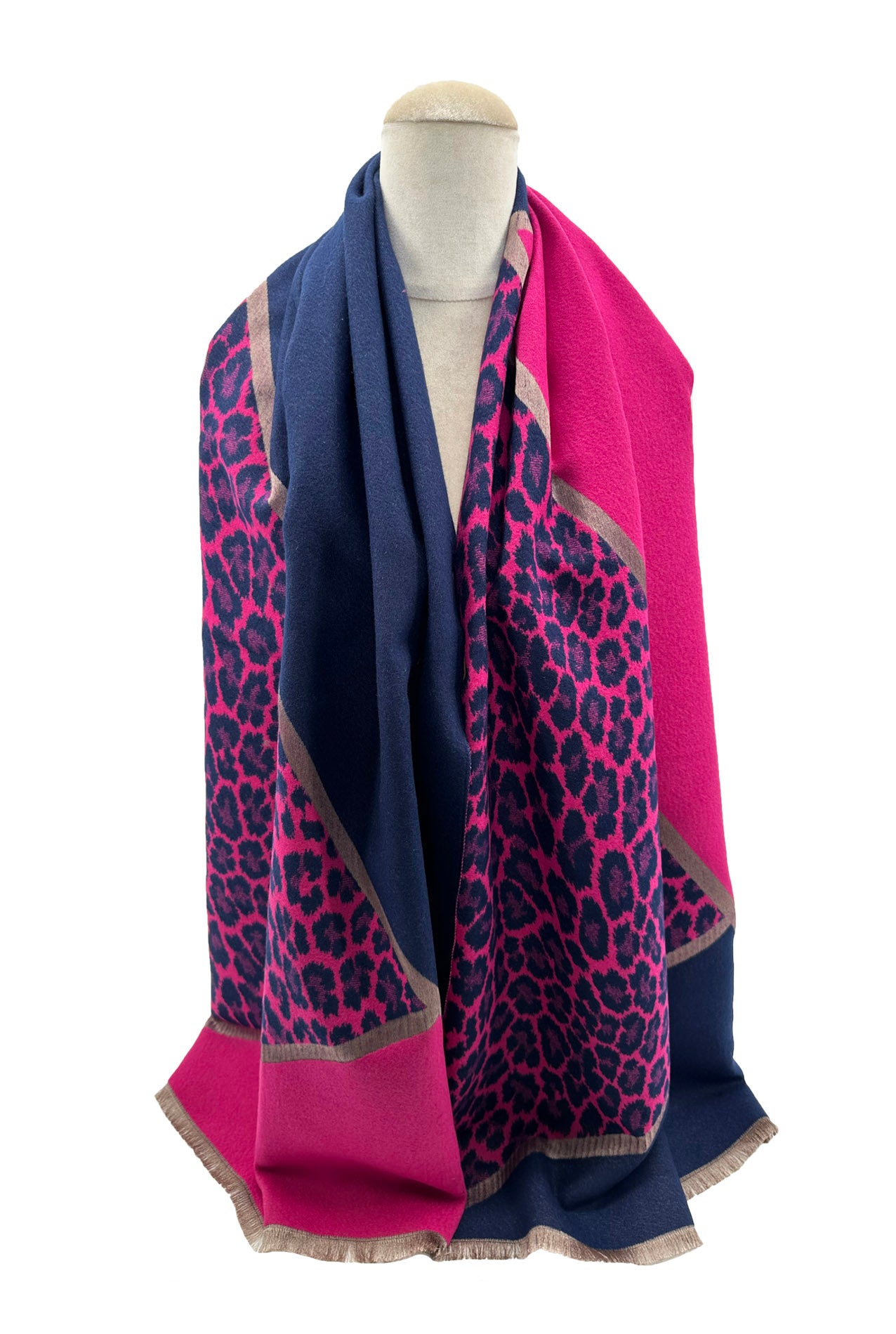 SF23160-936 Mix Wool Leopard Print Scarves