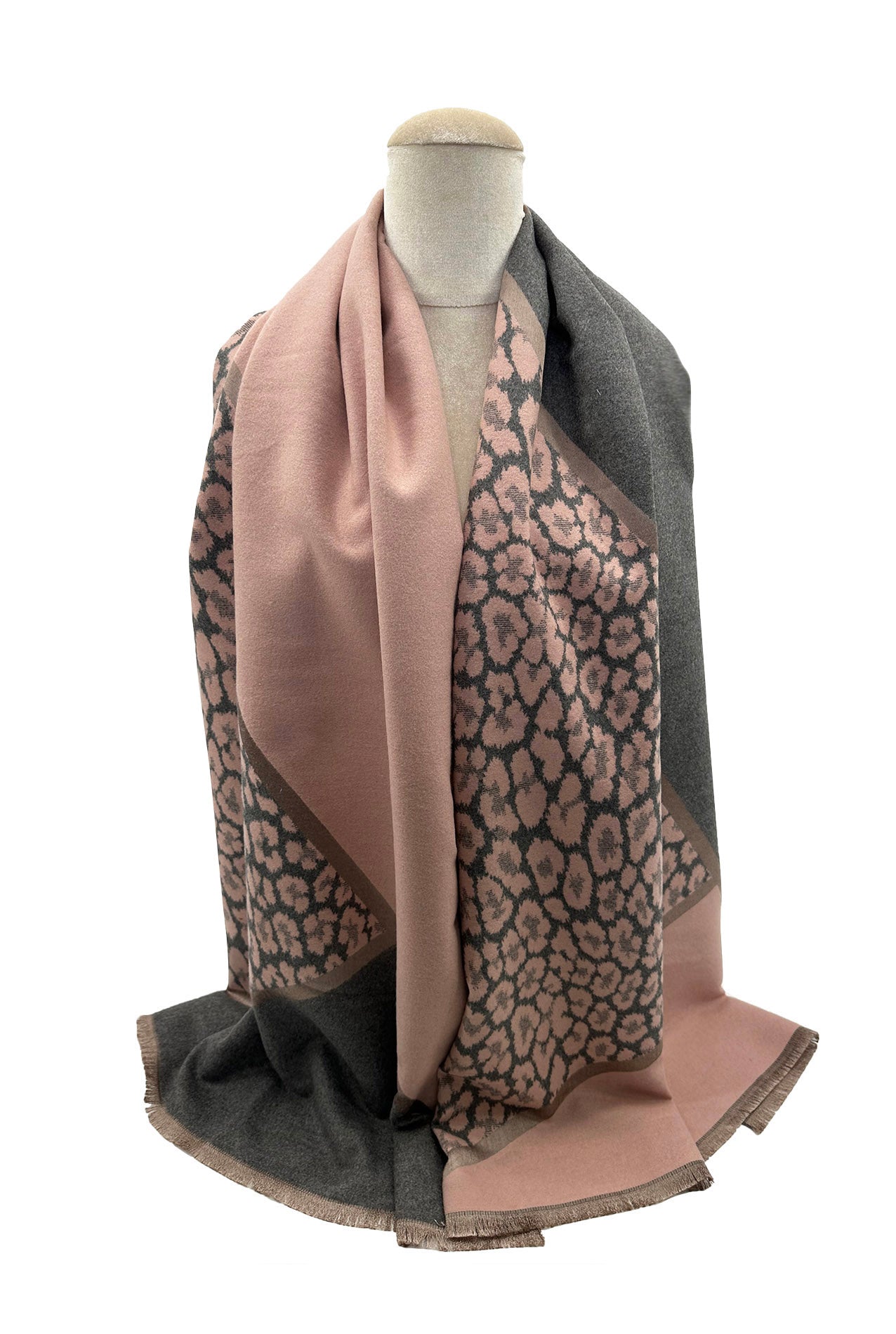 SF23160-936 Mix Wool Leopard Print Scarves