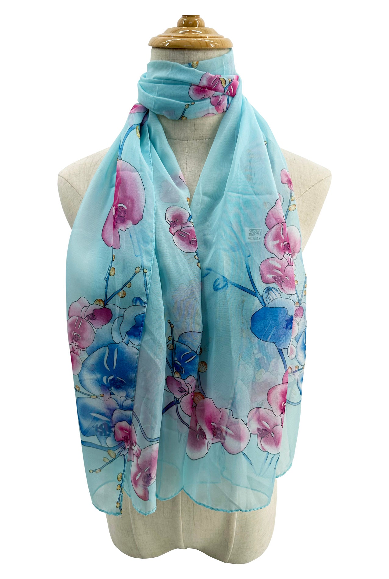 SF2333-827 Spring Orchid Print Chiffon Scarf