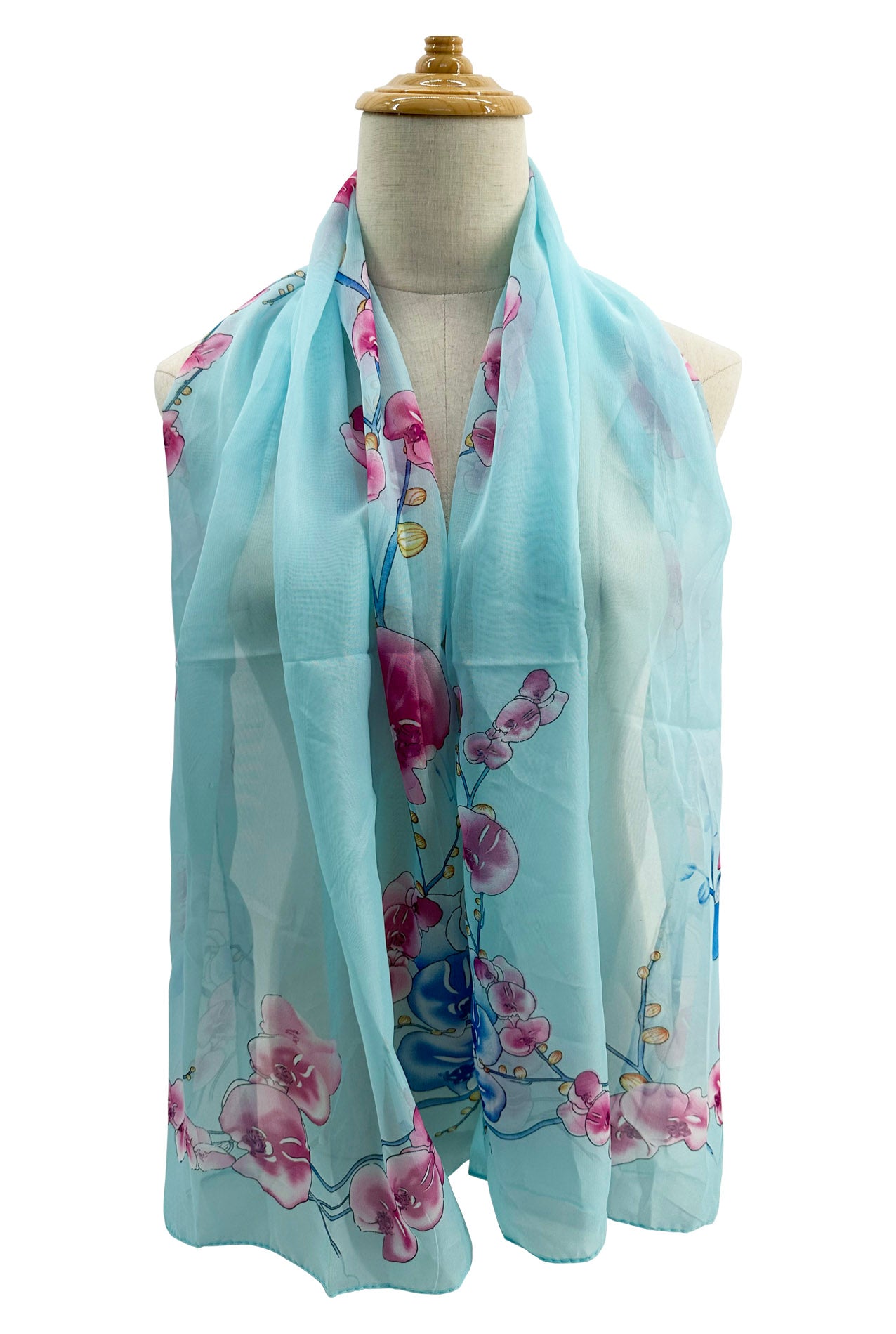 SF2333-827 Spring Orchid Print Chiffon Scarf