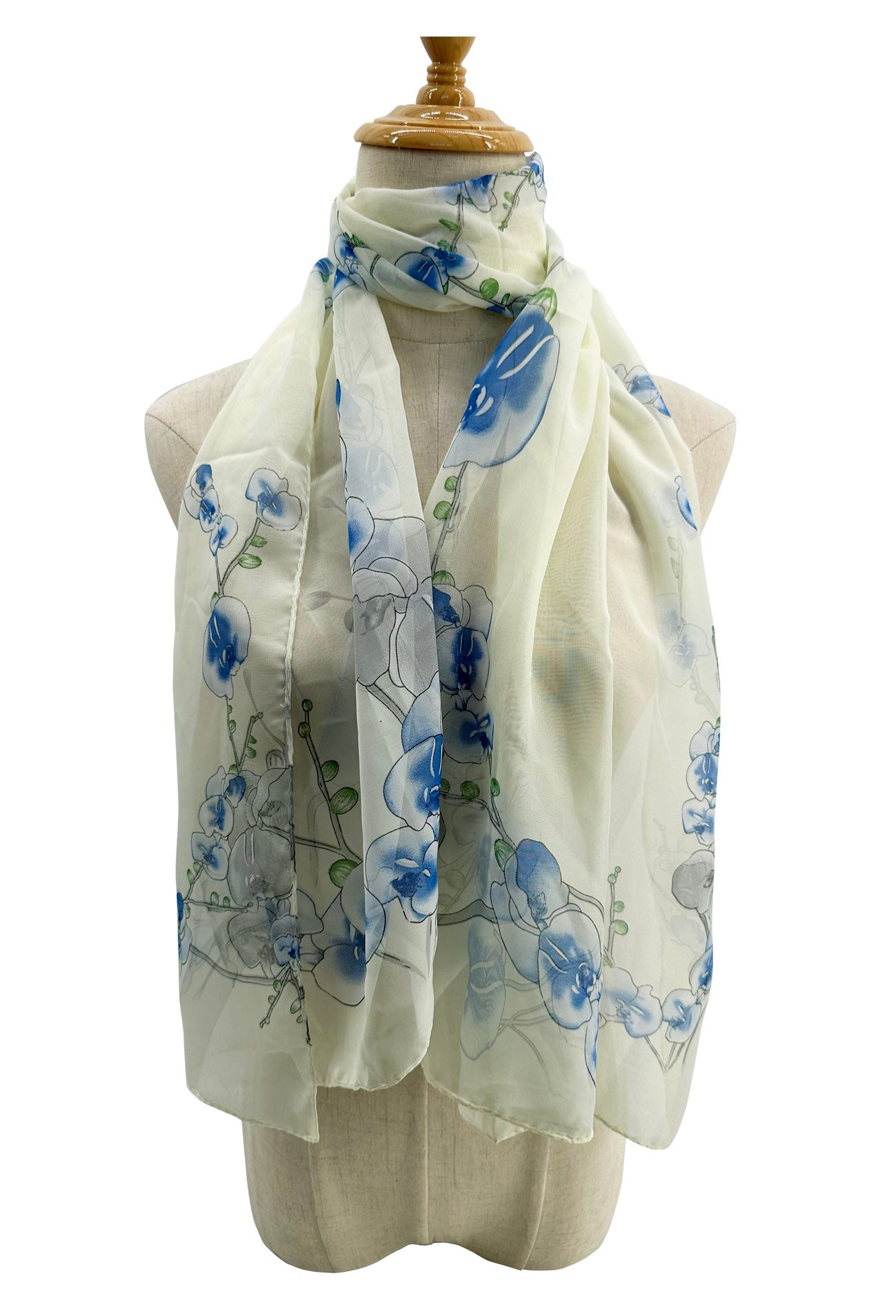 SF2333-827 Spring Orchid Print Chiffon Scarf