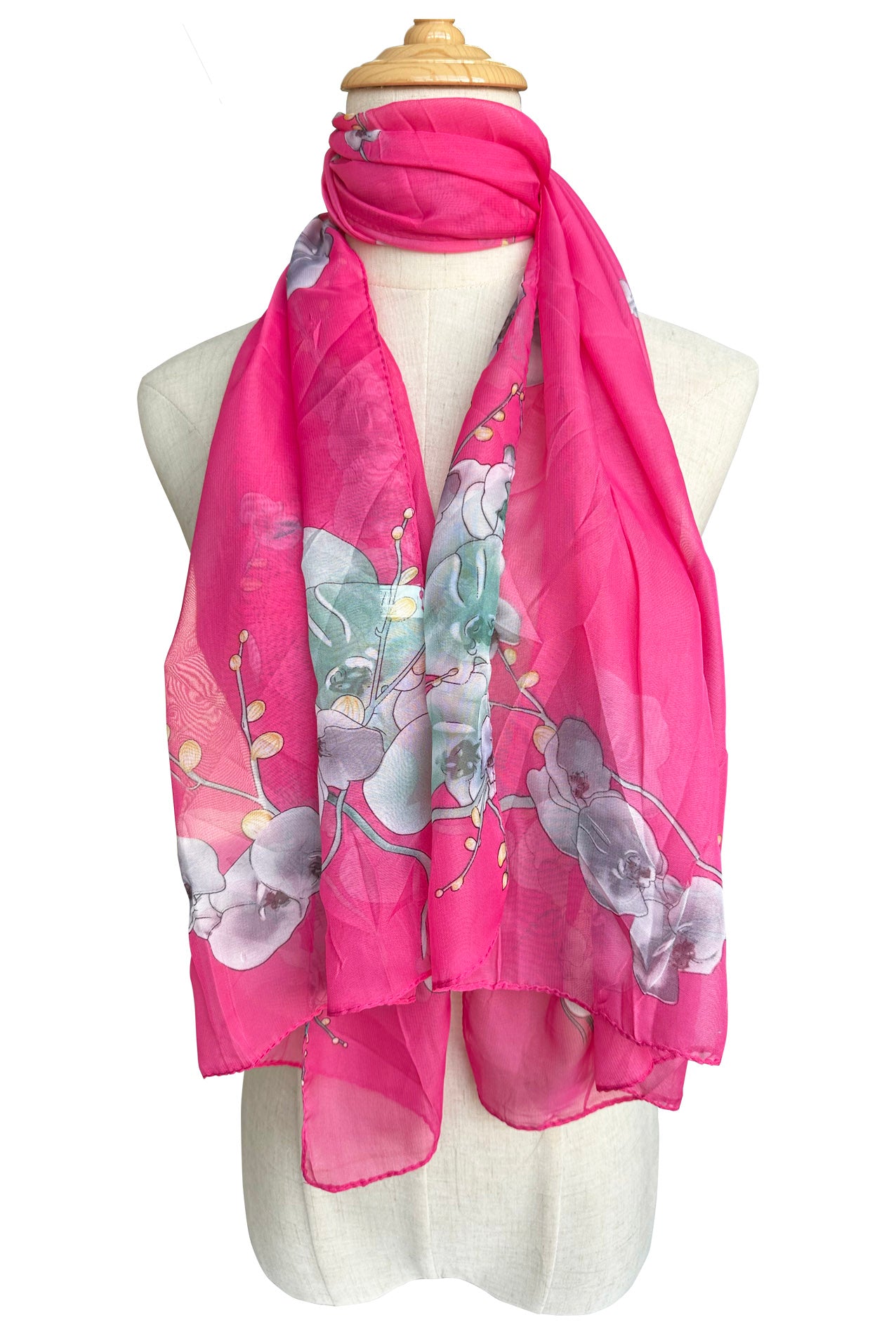 SF2333-827 Spring Orchid Print Chiffon Scarf