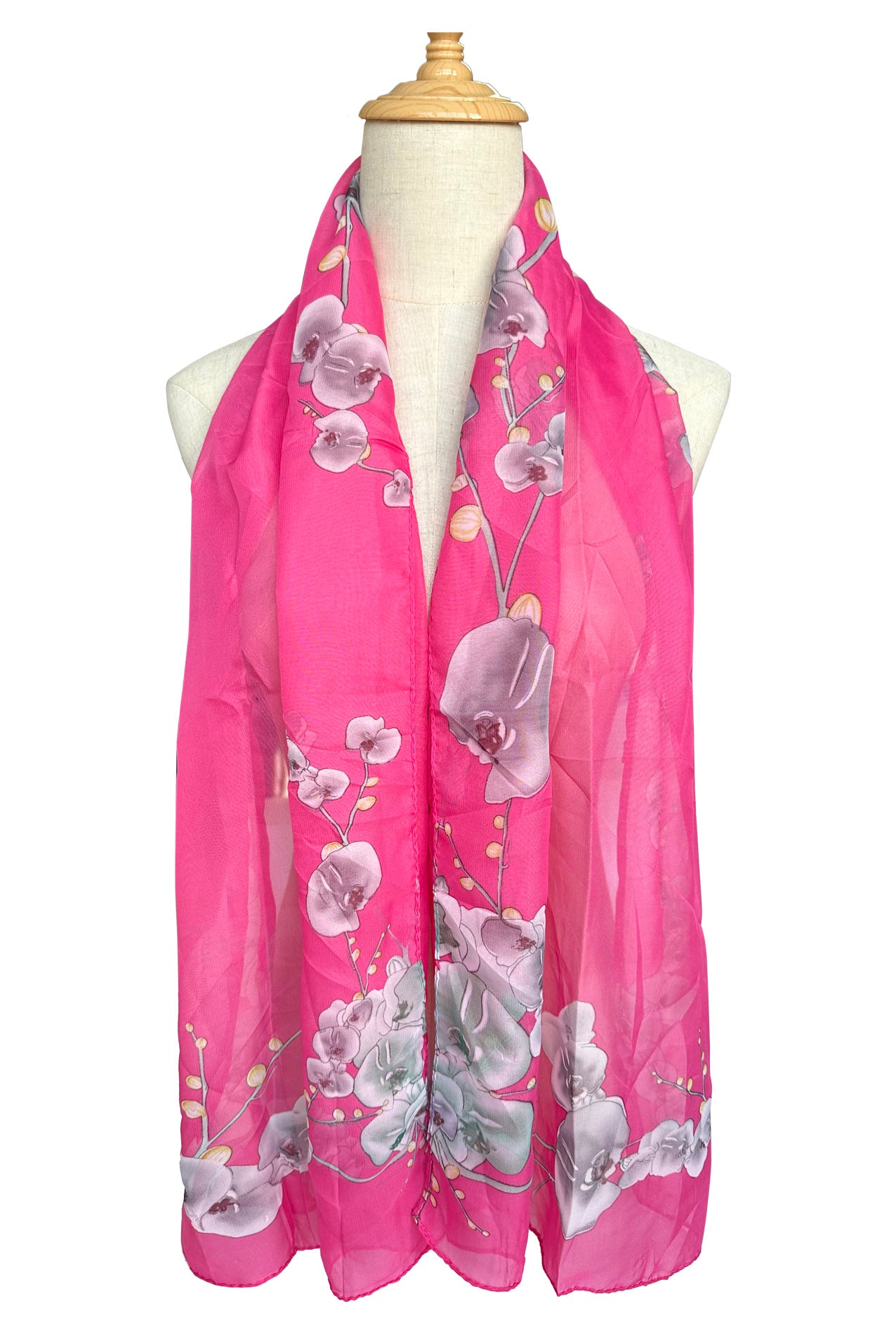 SF2333-827 Spring Orchid Print Chiffon Scarf