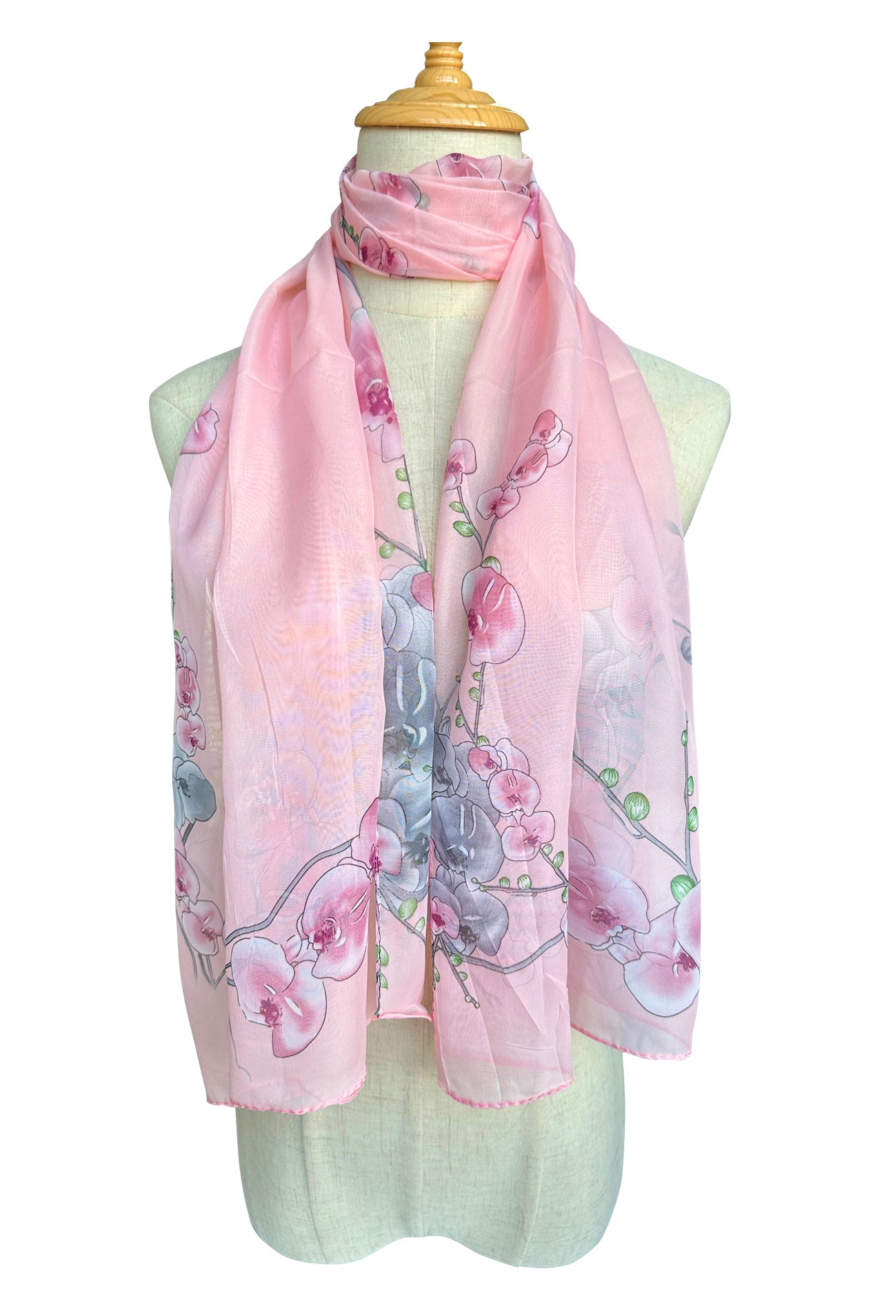 SF2333-827 Spring Orchid Print Chiffon Scarf