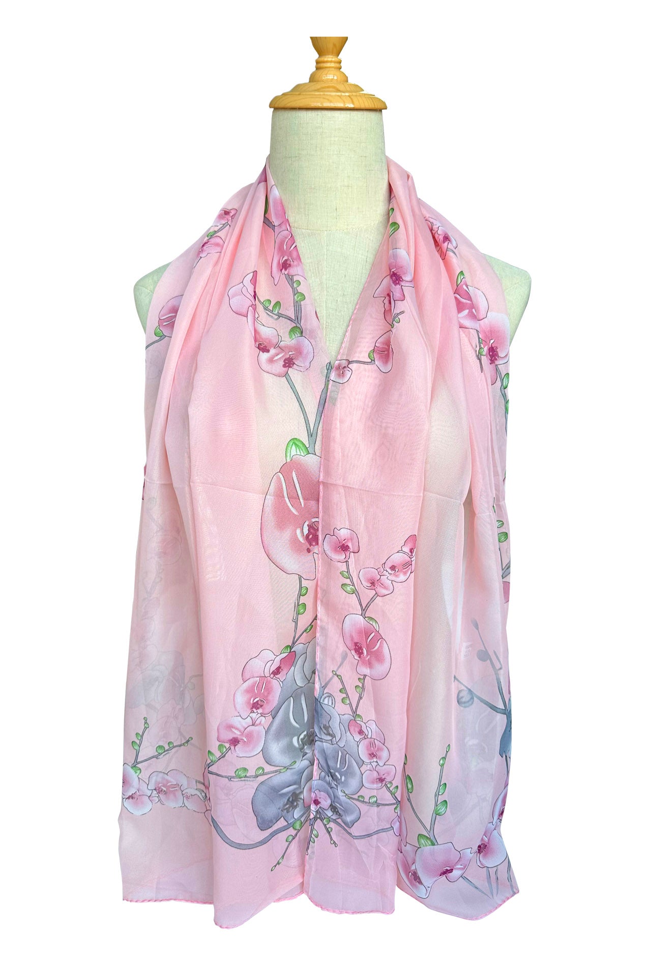 SF2333-827 Spring Orchid Print Chiffon Scarf