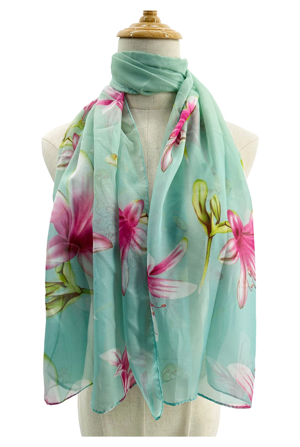 SF2333-829 Soft Magnolia Print Chiffon Scarf