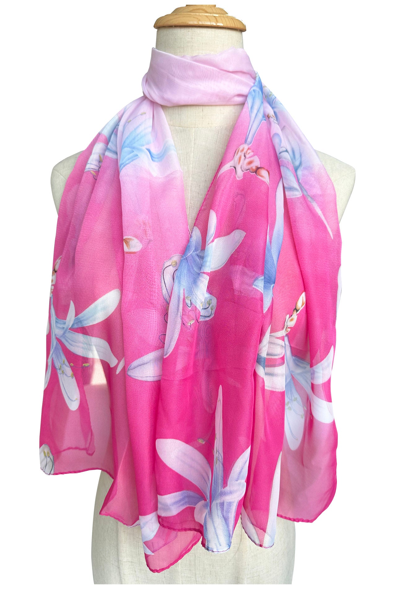 SF2333-829 Soft Magnolia Print Chiffon Scarf