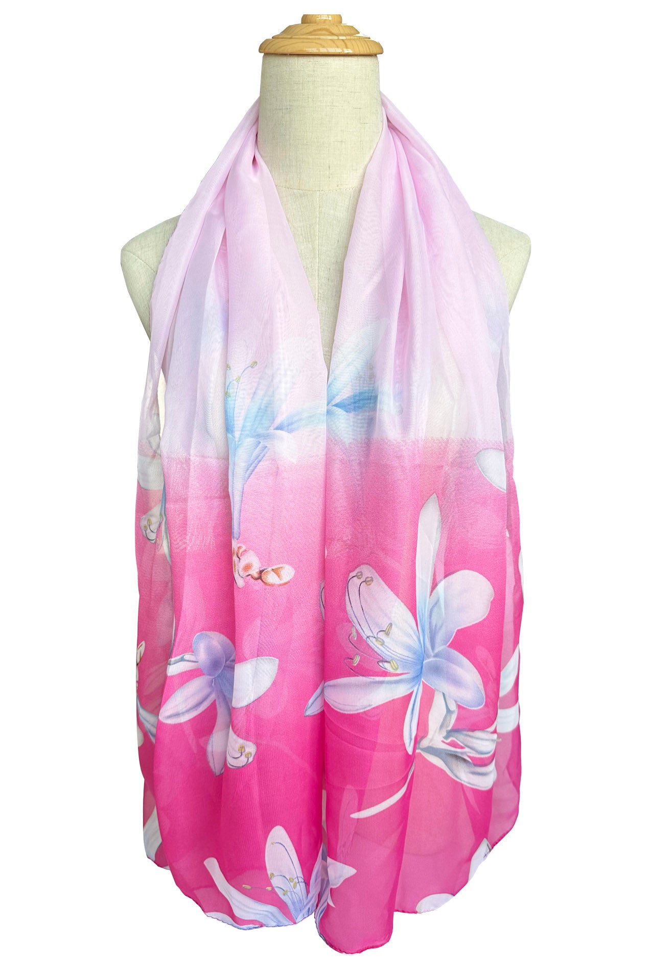 SF2333-829 Soft Magnolia Print Chiffon Scarf