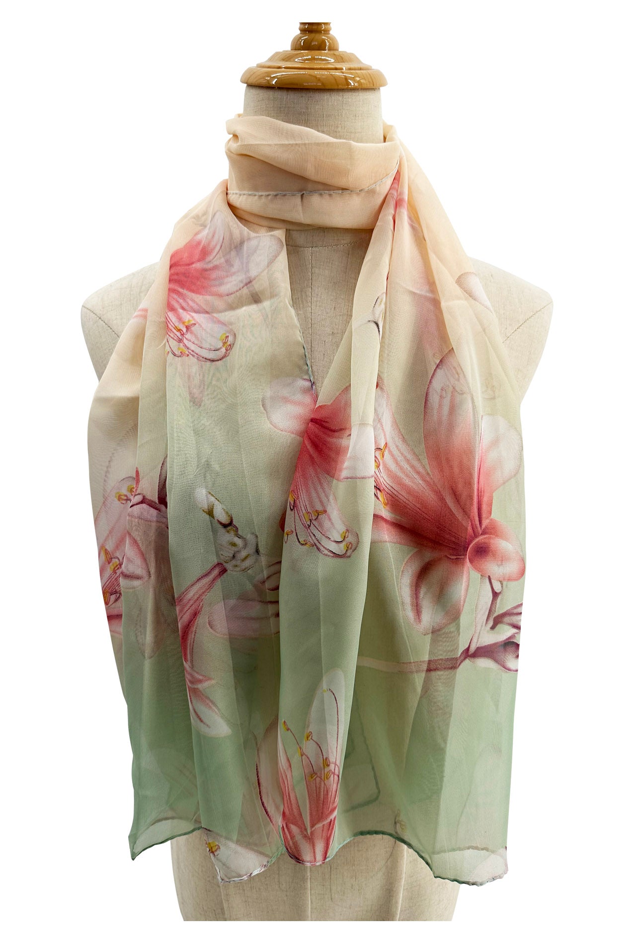 SF2333-829 Soft Magnolia Print Chiffon Scarf