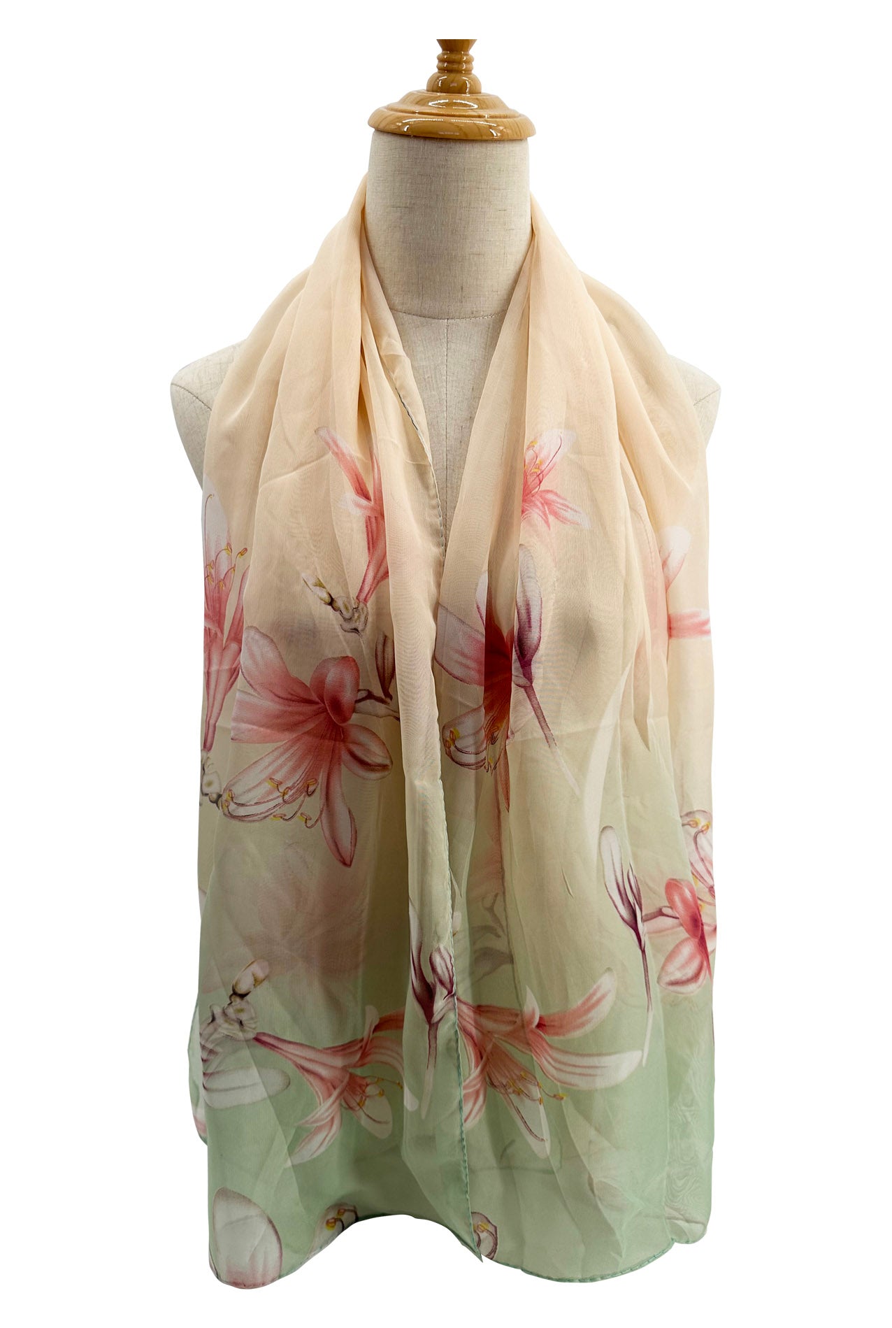 SF2333-829 Soft Magnolia Print Chiffon Scarf