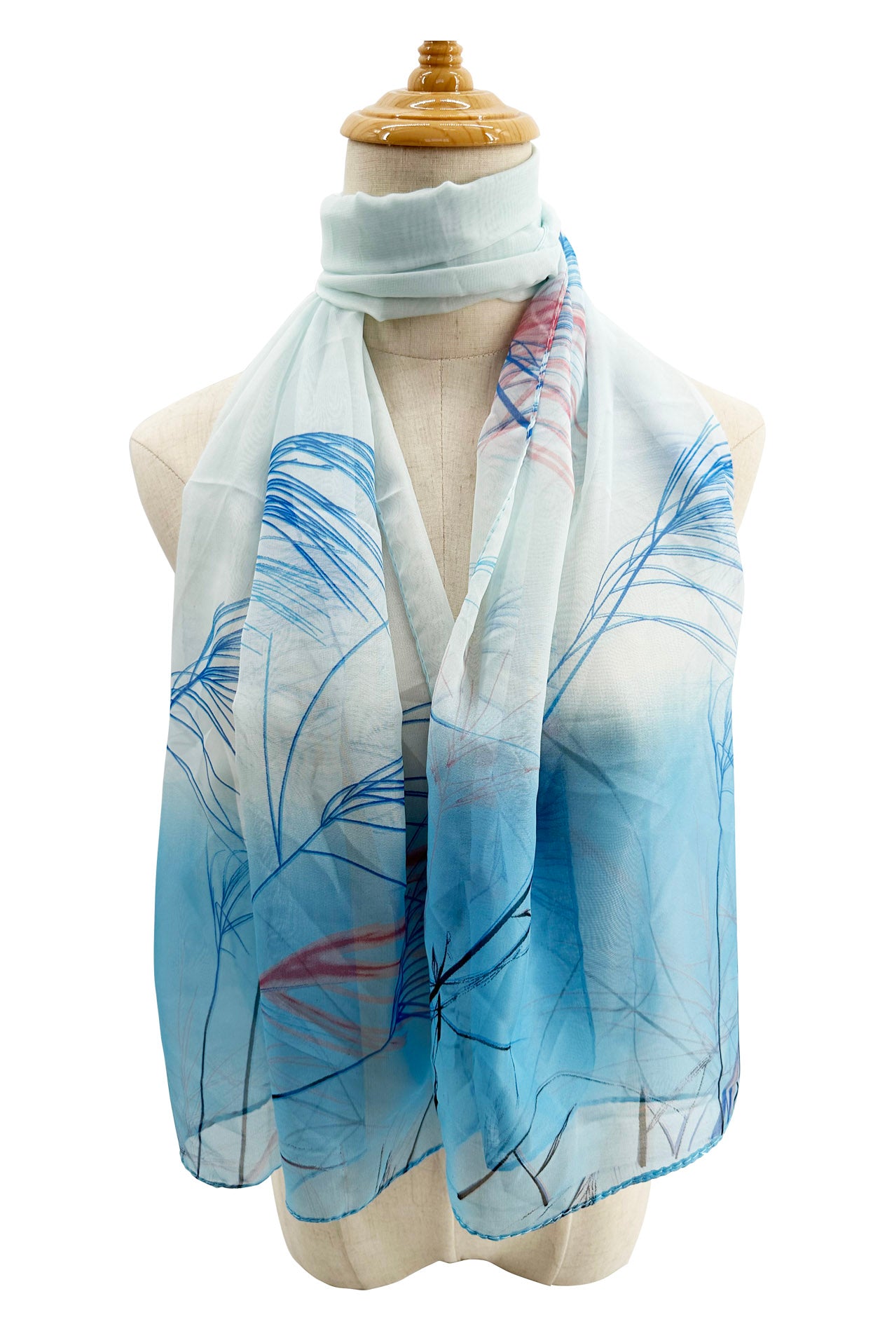 SF2333-832 Bright Reed Print Chiffon Scarf