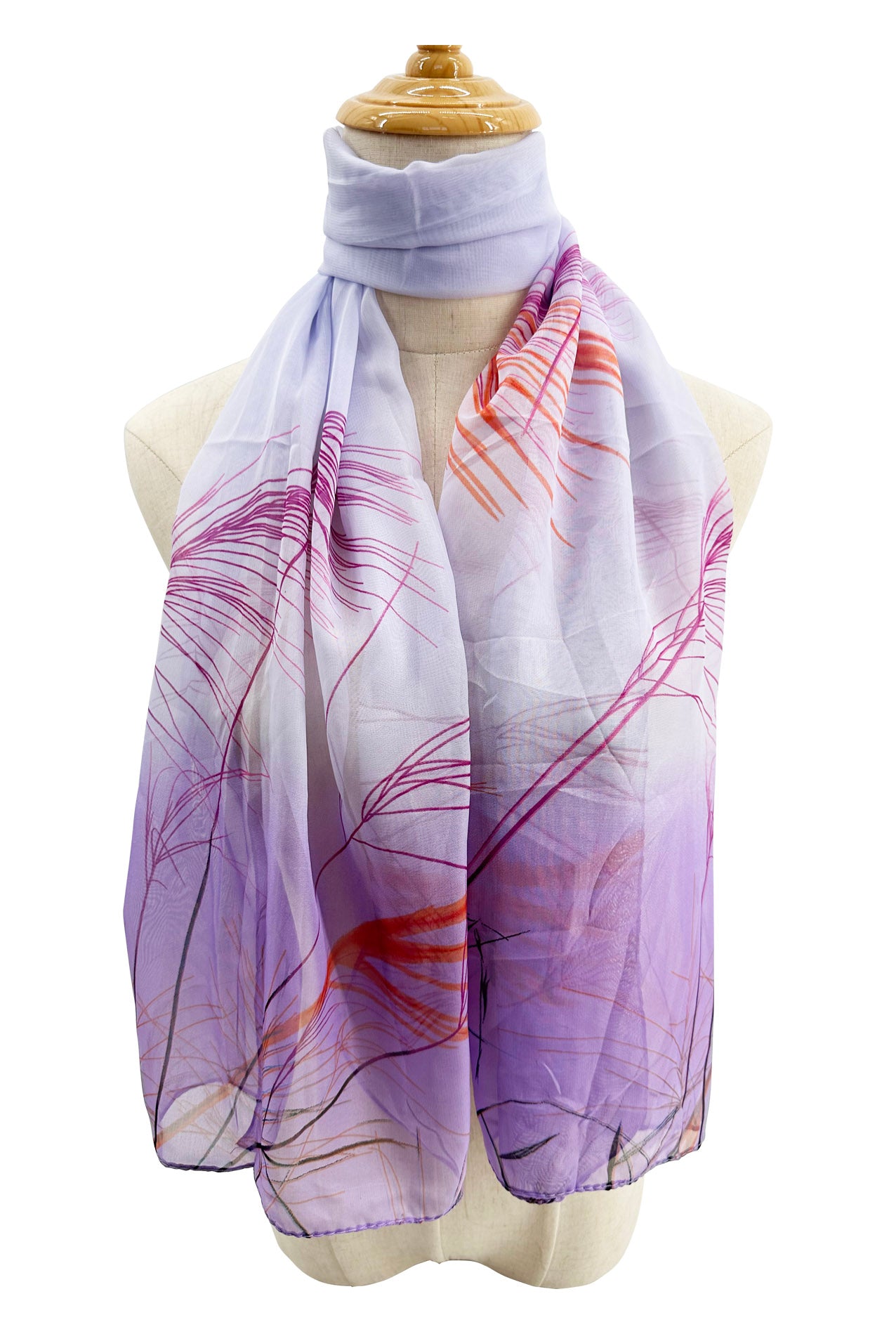 SF2333-832 Bright Reed Print Chiffon Scarf