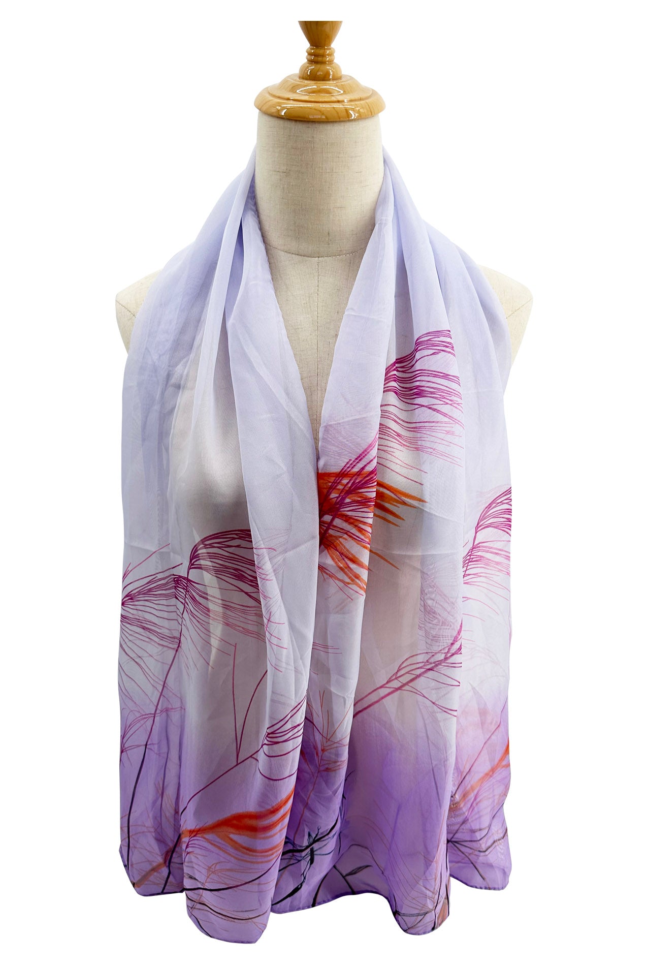 SF2333-832 Bright Reed Print Chiffon Scarf