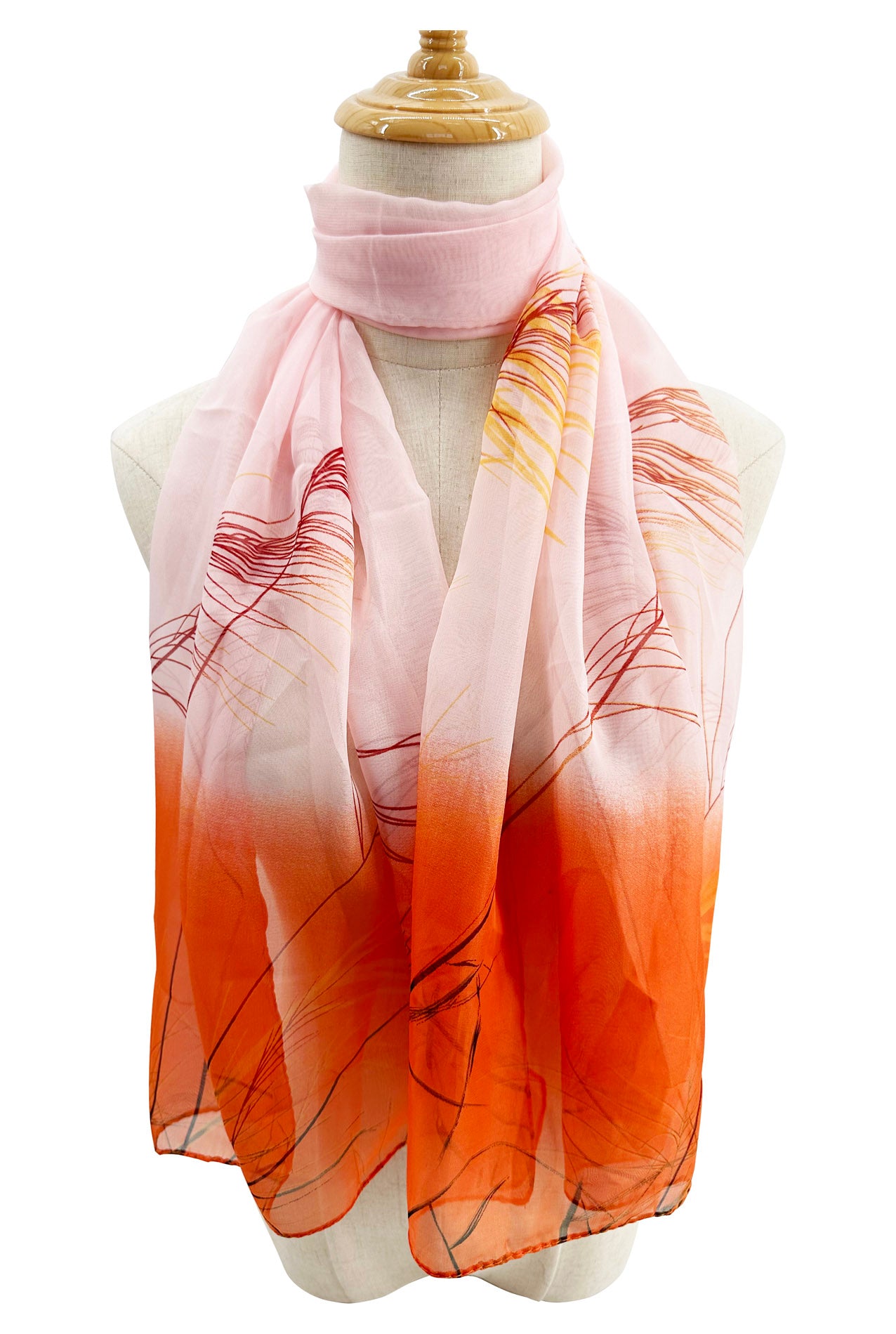 SF2333-832 Bright Reed Print Chiffon Scarf