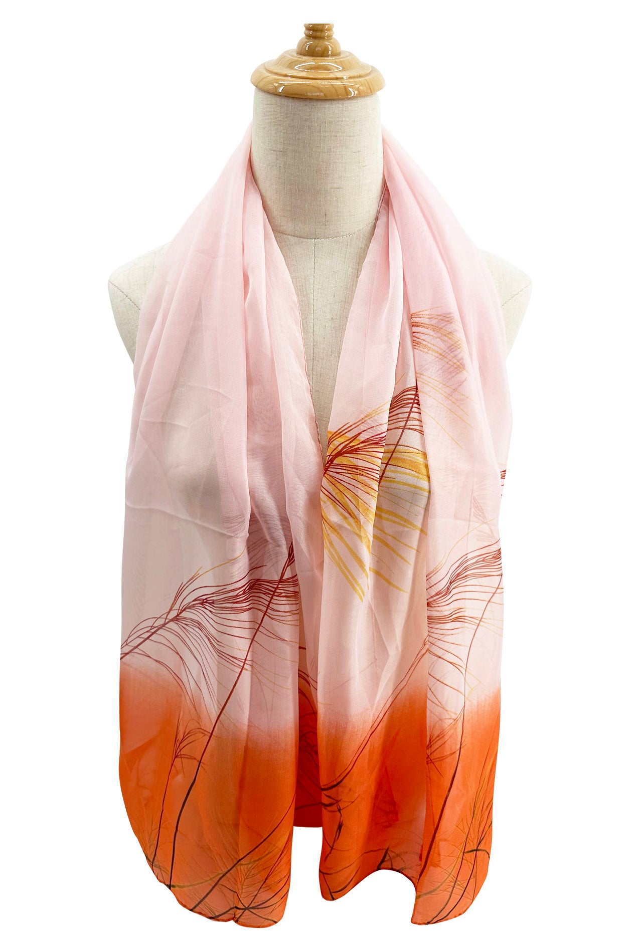 SF2333-832 Bright Reed Print Chiffon Scarf