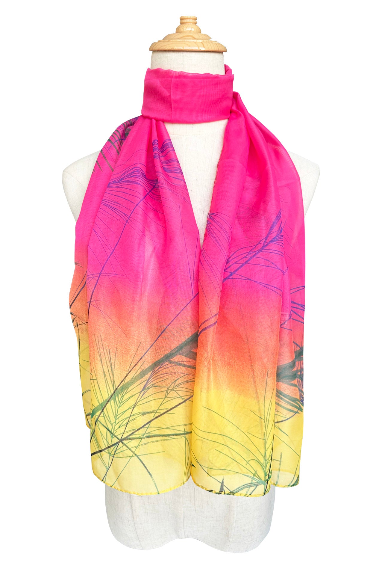 SF2333-832 Bright Reed Print Chiffon Scarf