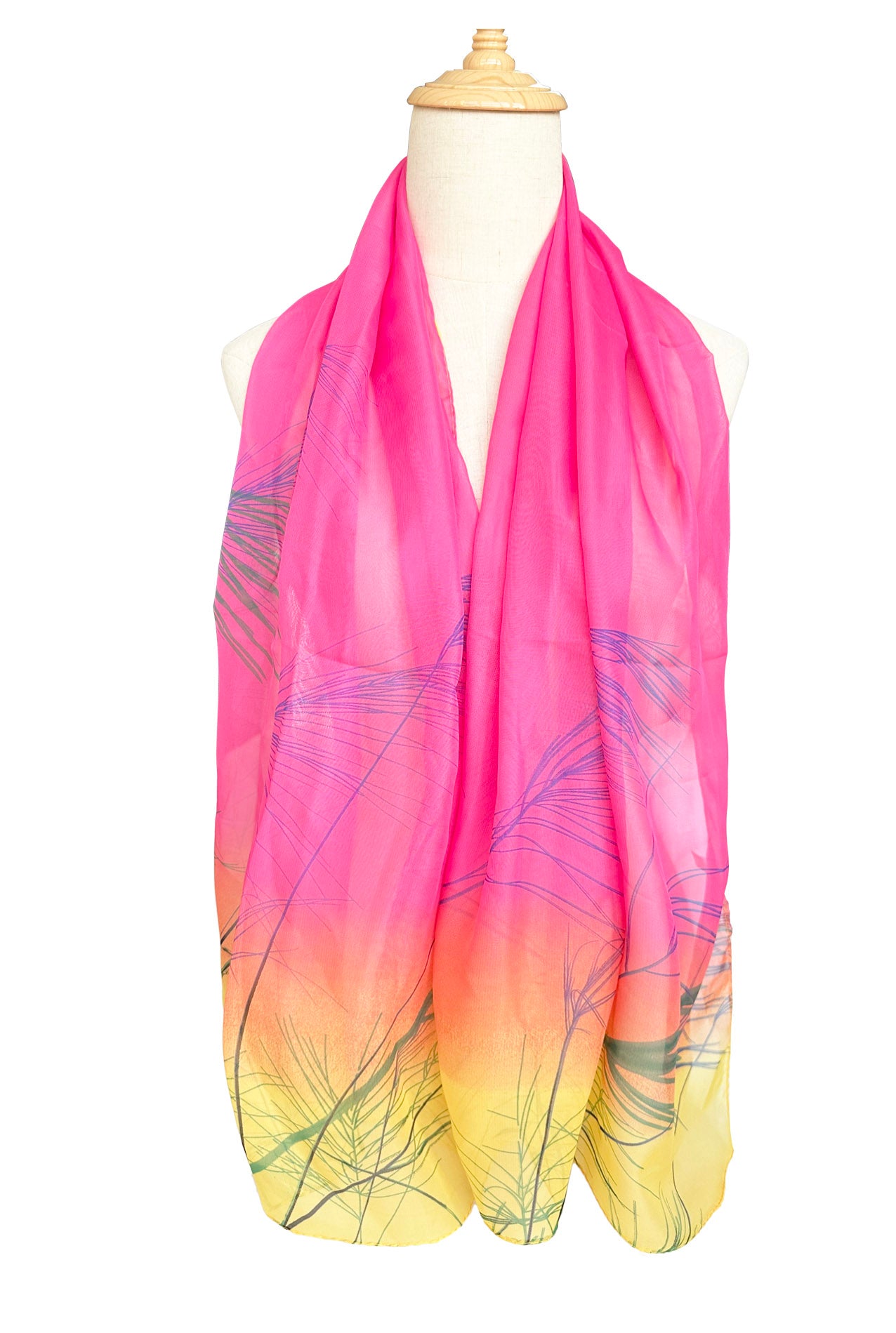 SF2333-832 Bright Reed Print Chiffon Scarf