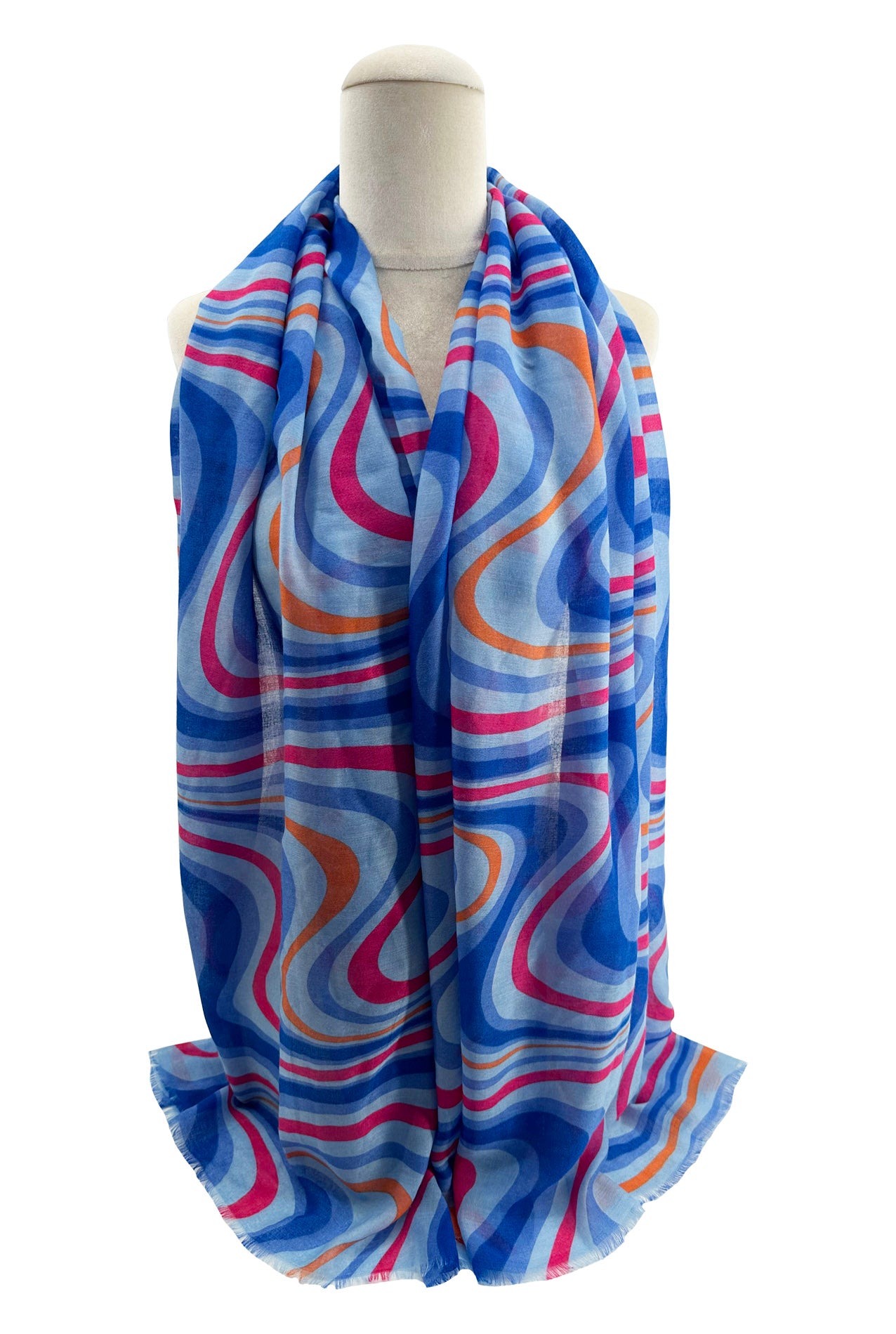 SF2385-815 Multi Curved Stripes Mixed Cotton Scarf