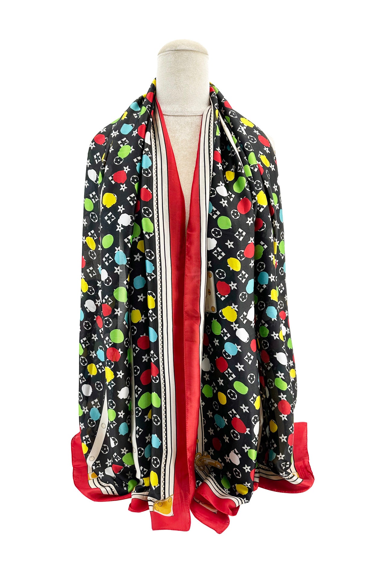 SF24100-048 Polka Dots With Cute Little Flowers Mix Scarf