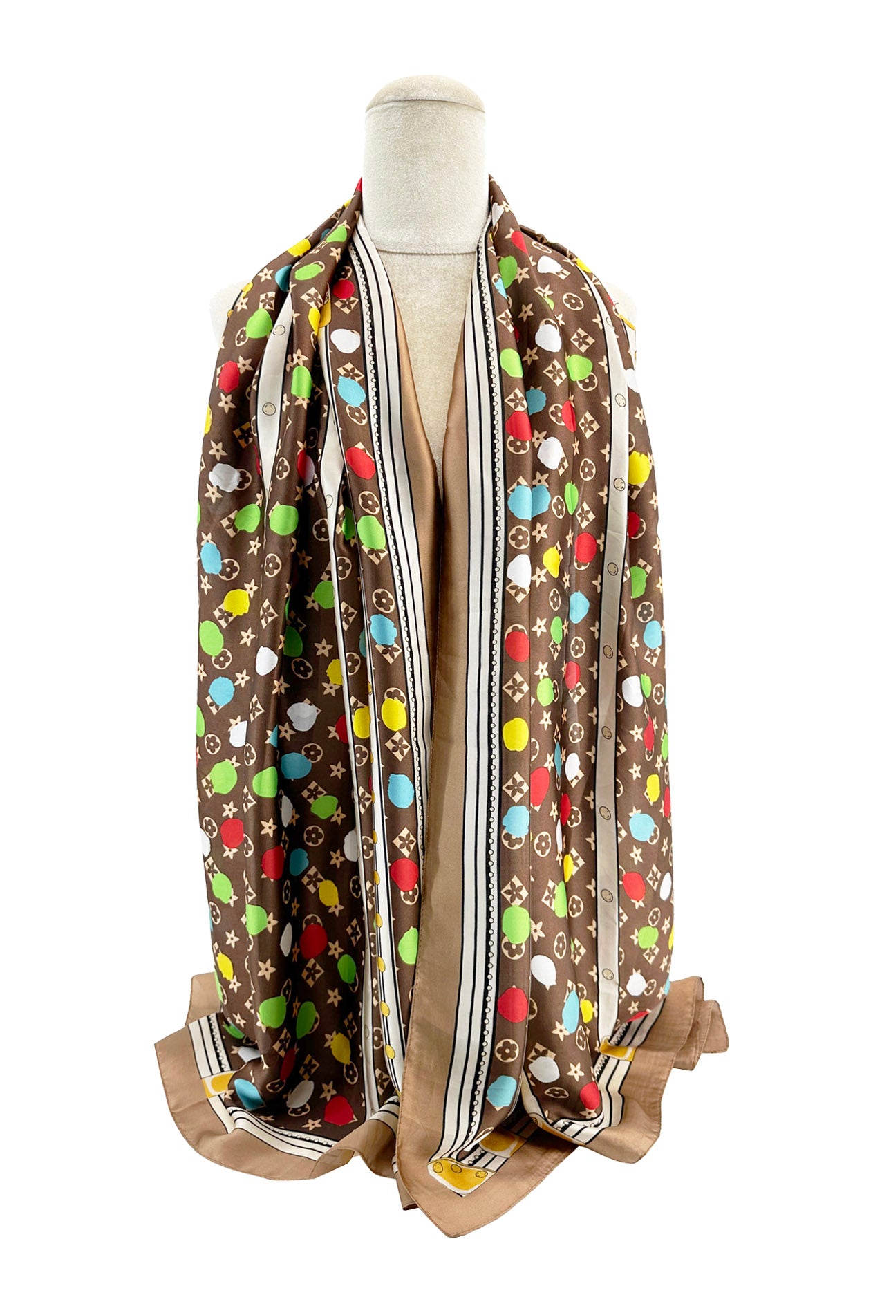 SF24100-048 Polka Dots With Cute Little Flowers Mix Scarf