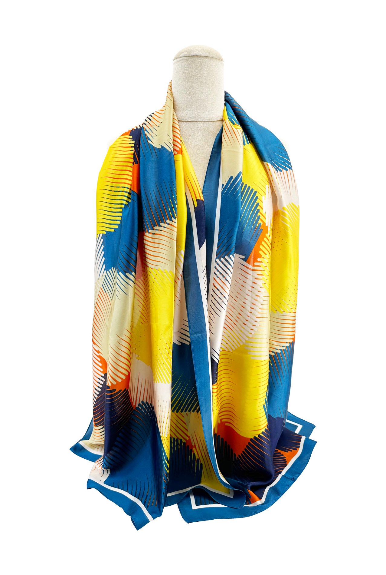 SF24100-049 Abstract Vibrant Colours Layers Print Scarf with Cotton Mix