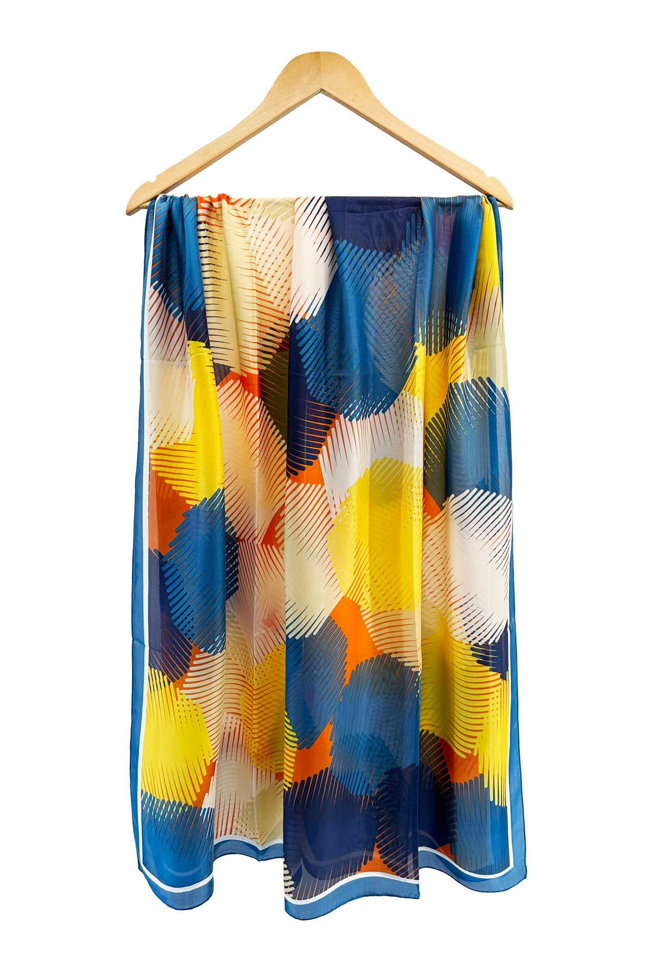 SF24100-049 Abstract Vibrant Colours Layers Print Scarf with Cotton Mix