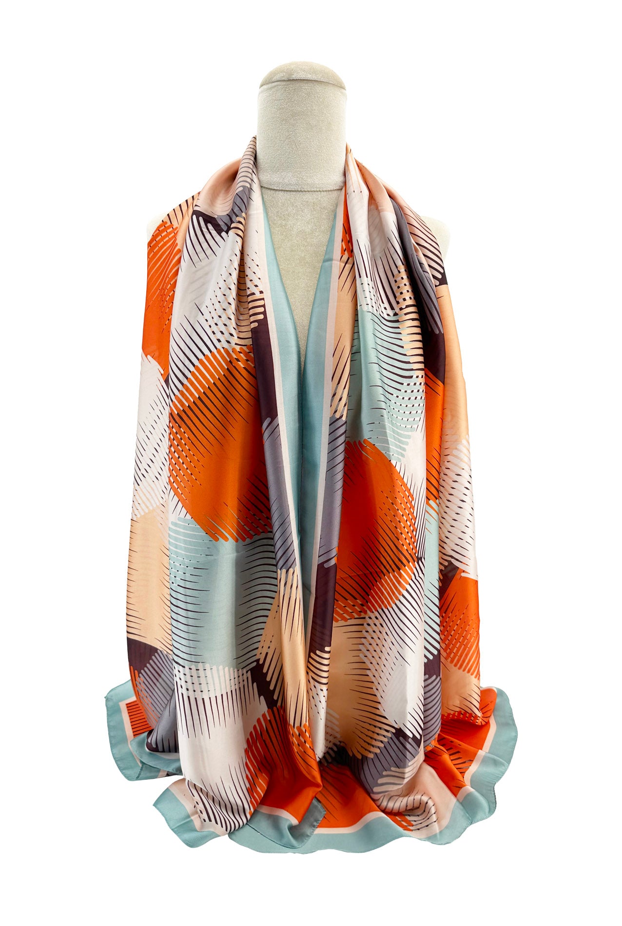 SF24100-049 Abstract Vibrant Colours Layers Print Scarf with Cotton Mix