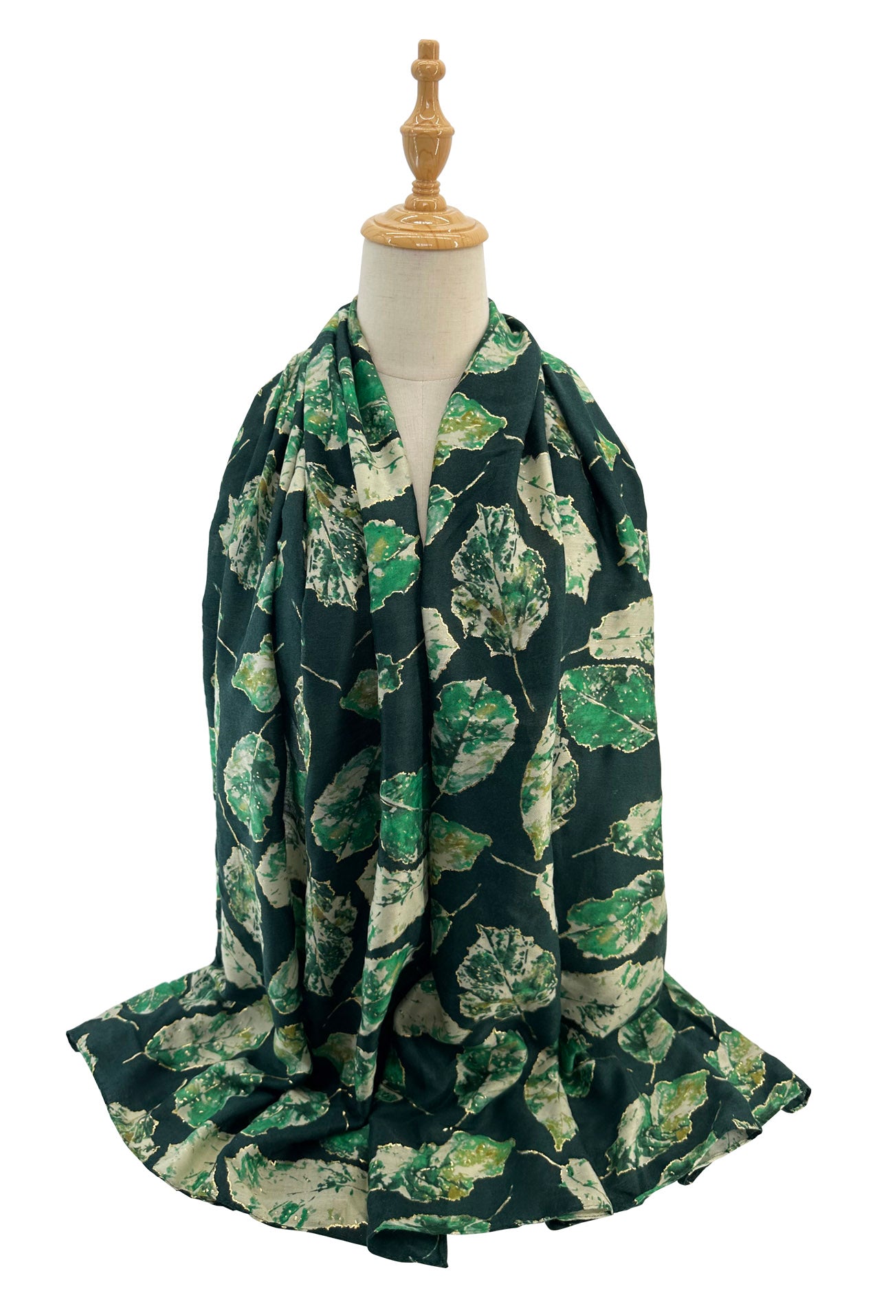 SF2411-066 Autumn Scattered Leaves Design Cotton Mix Scarf