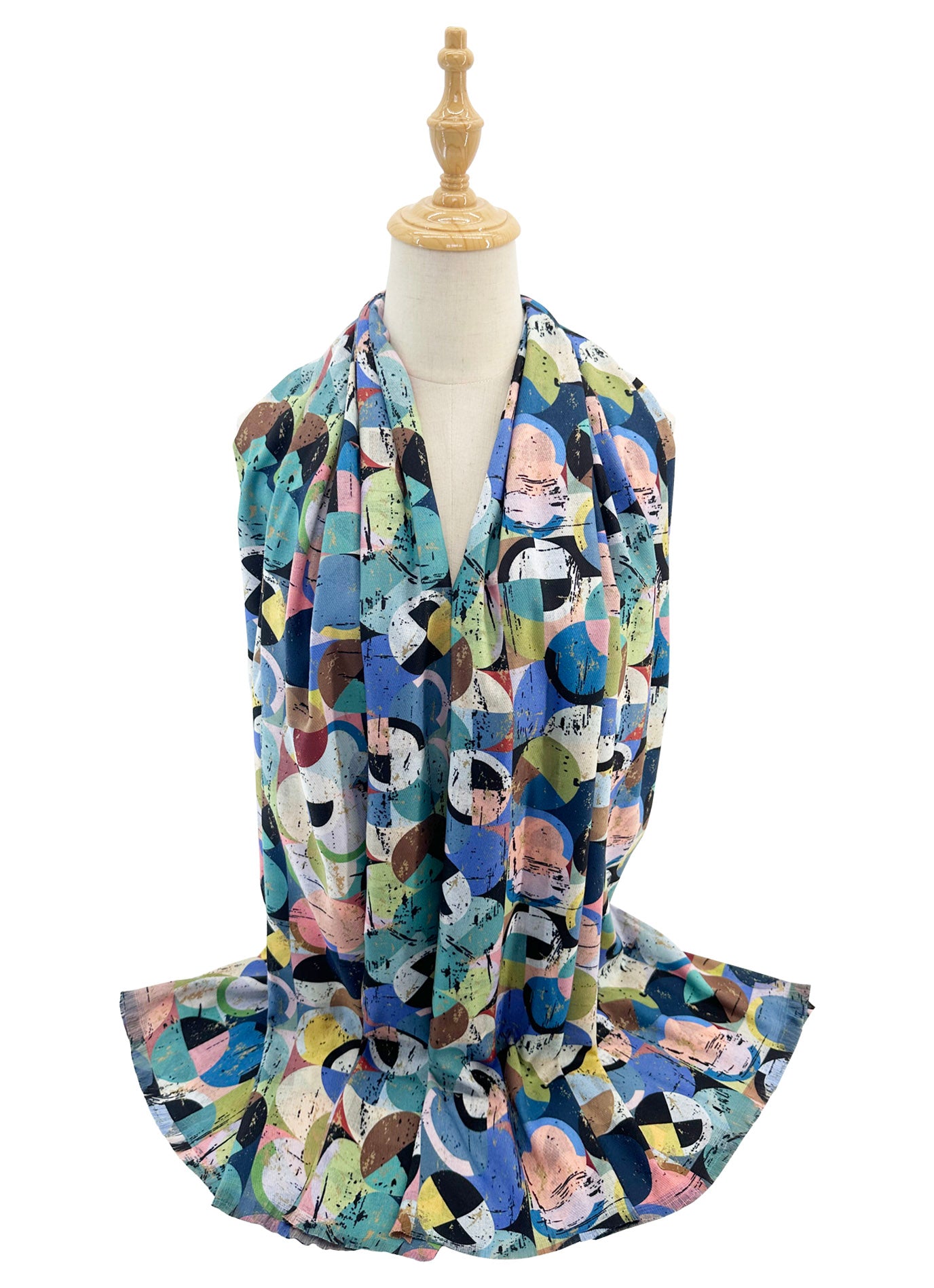 SF2411-138 Contrasting Colourful Circles Print Scarf