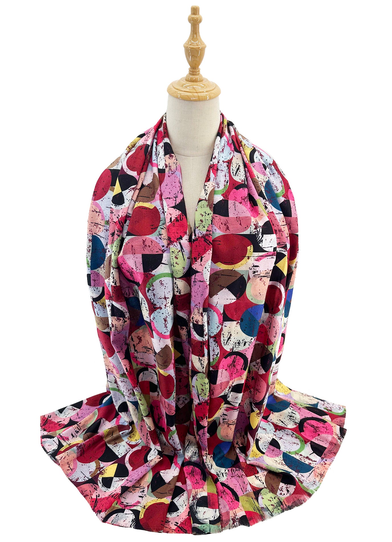 SF2411-138 Contrasting Colourful Circles Print Scarf