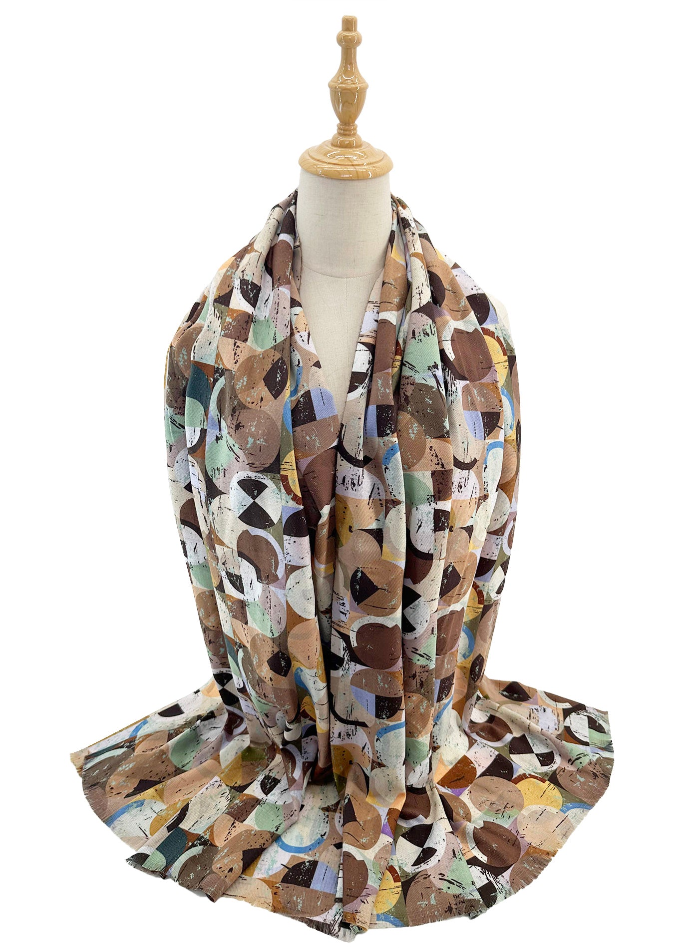 SF2411-138 Contrasting Colourful Circles Print Scarf