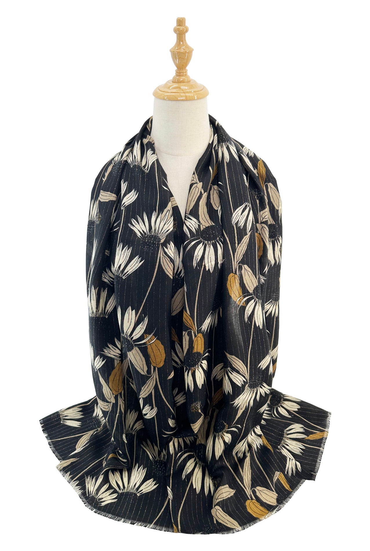 SF2411-143 Vibrant Cone Flower Print Scarf