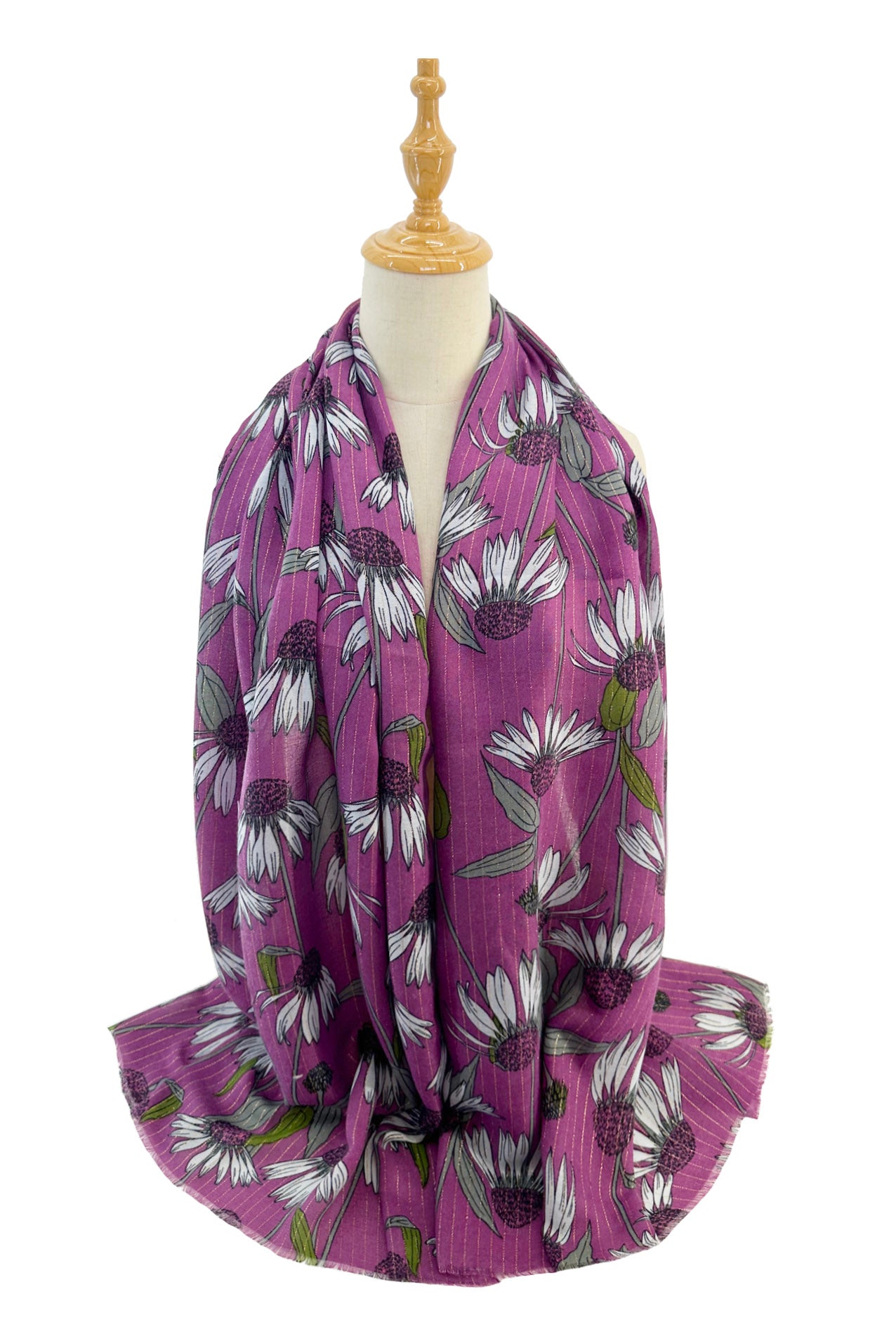 SF2411-143 Vibrant Cone Flower Print Scarf