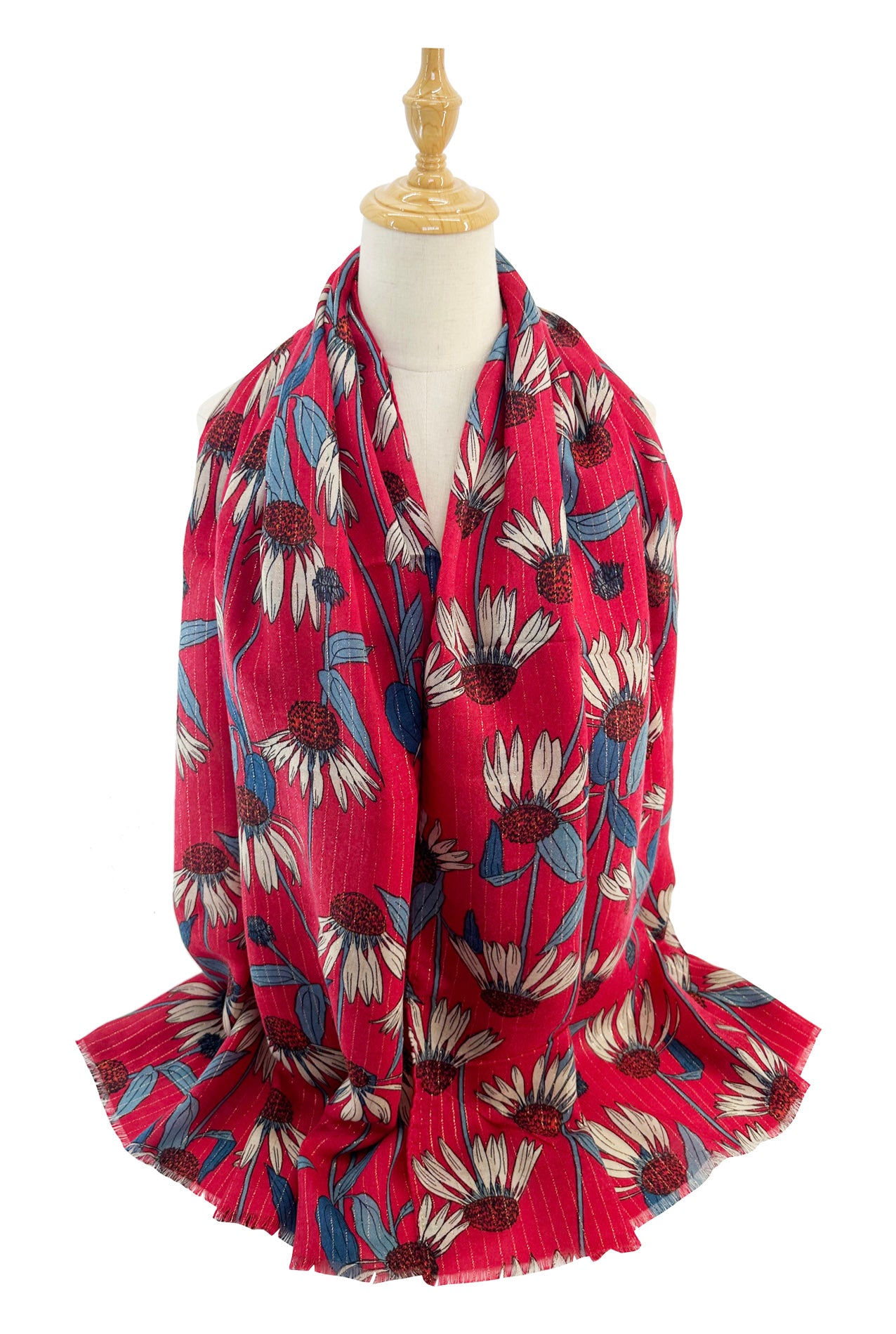 SF2411-143 Vibrant Cone Flower Print Scarf