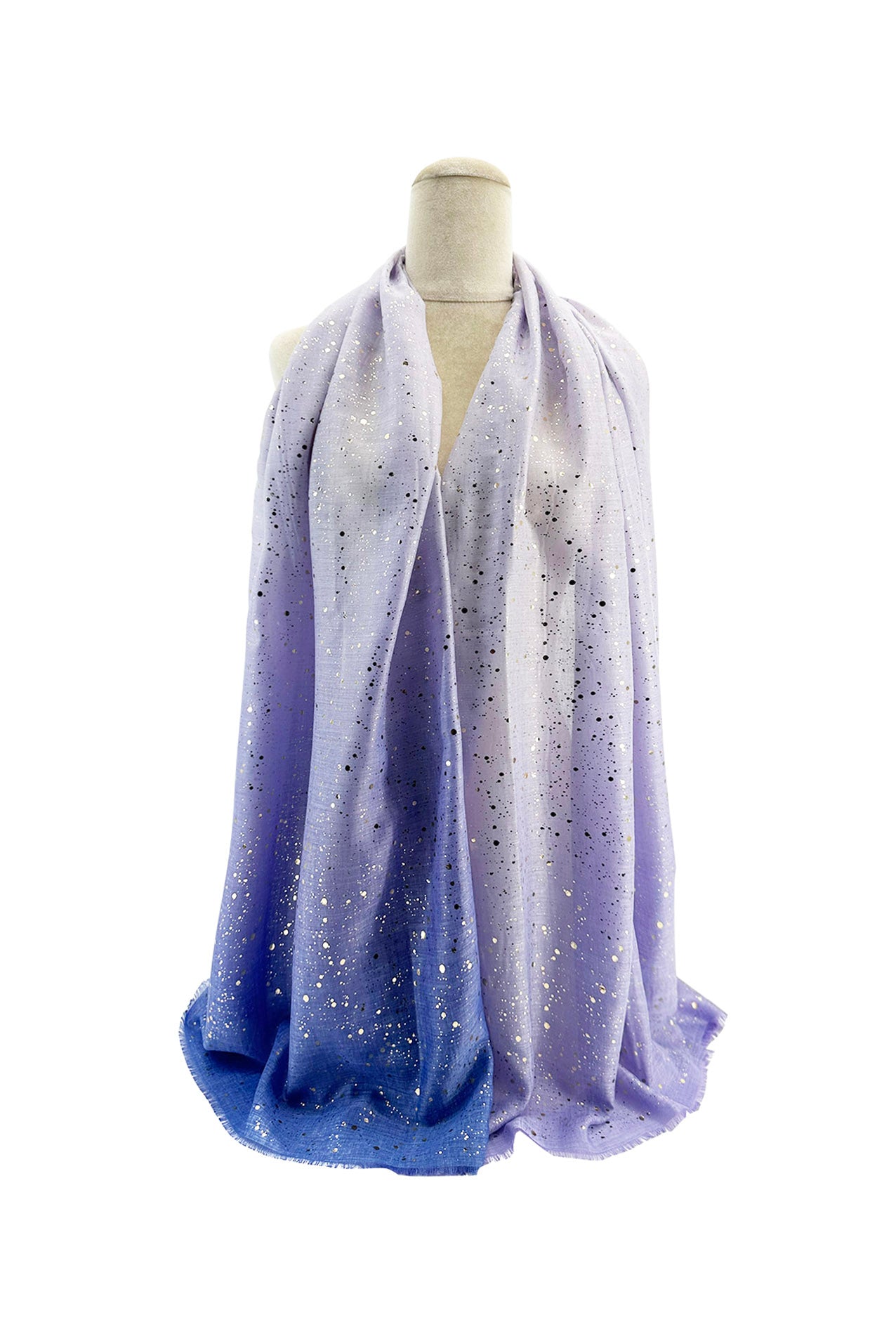 SF24110-025 Soft Shining Glittery Galaxy Design Cotton Mix Scarf