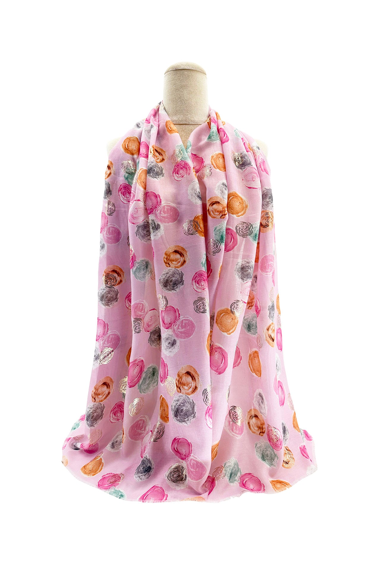 SF24110-028 Soft Scarf with Roses Design And Glitter Touch