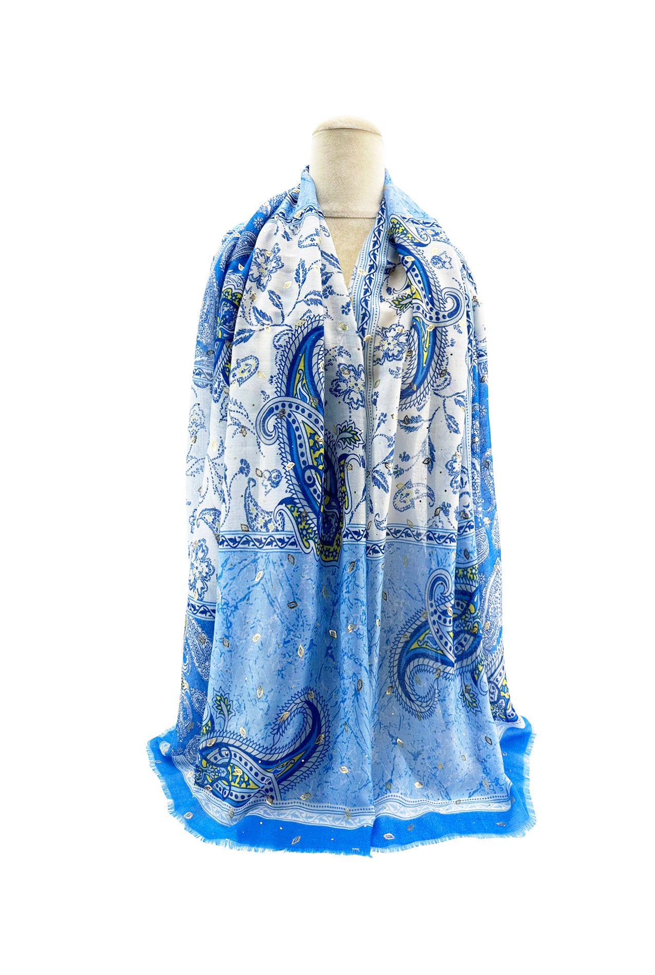 SF24110-032 Soft Colourful Paisley Print Cotton Mix Scarf