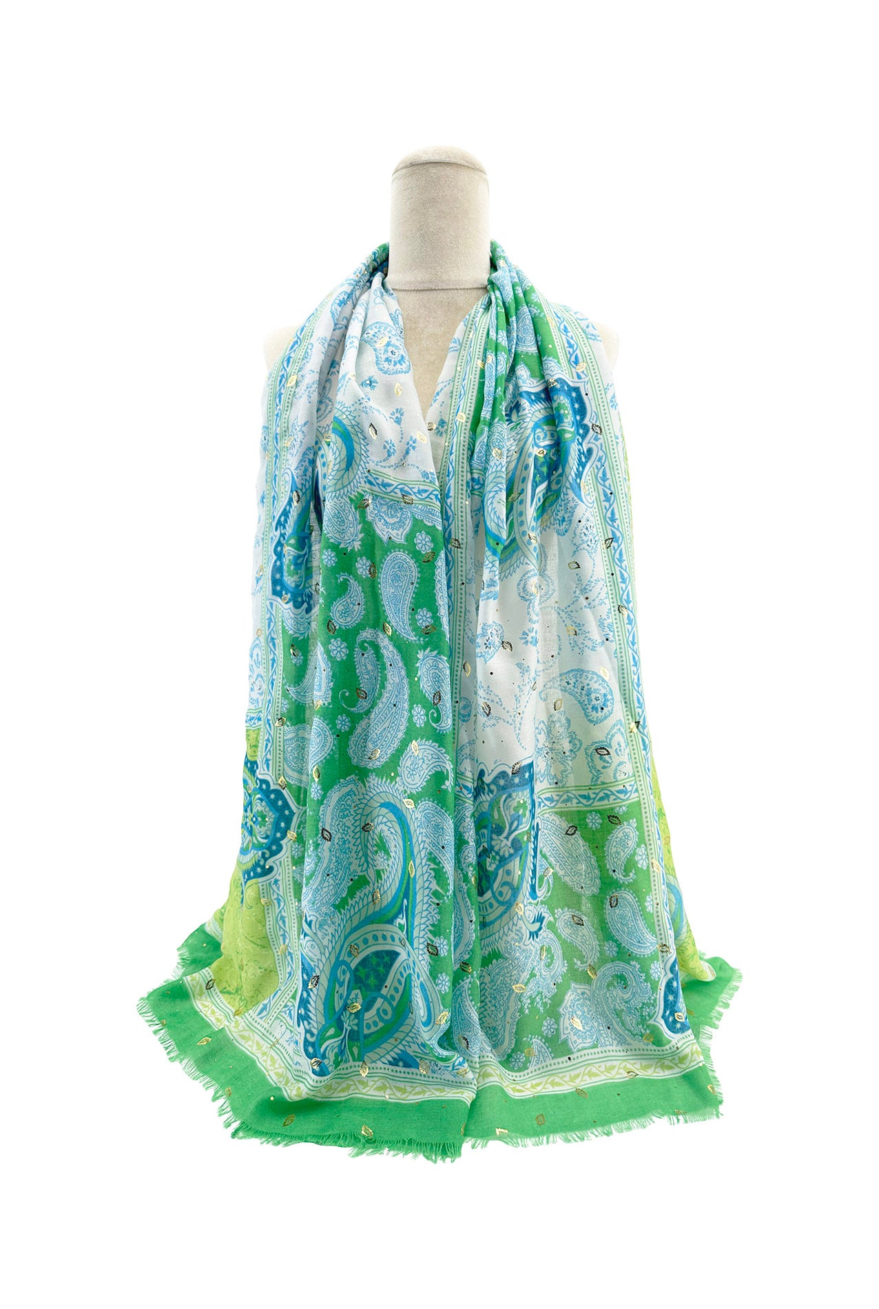 SF24110-032 Soft Colourful Paisley Print Cotton Mix Scarf