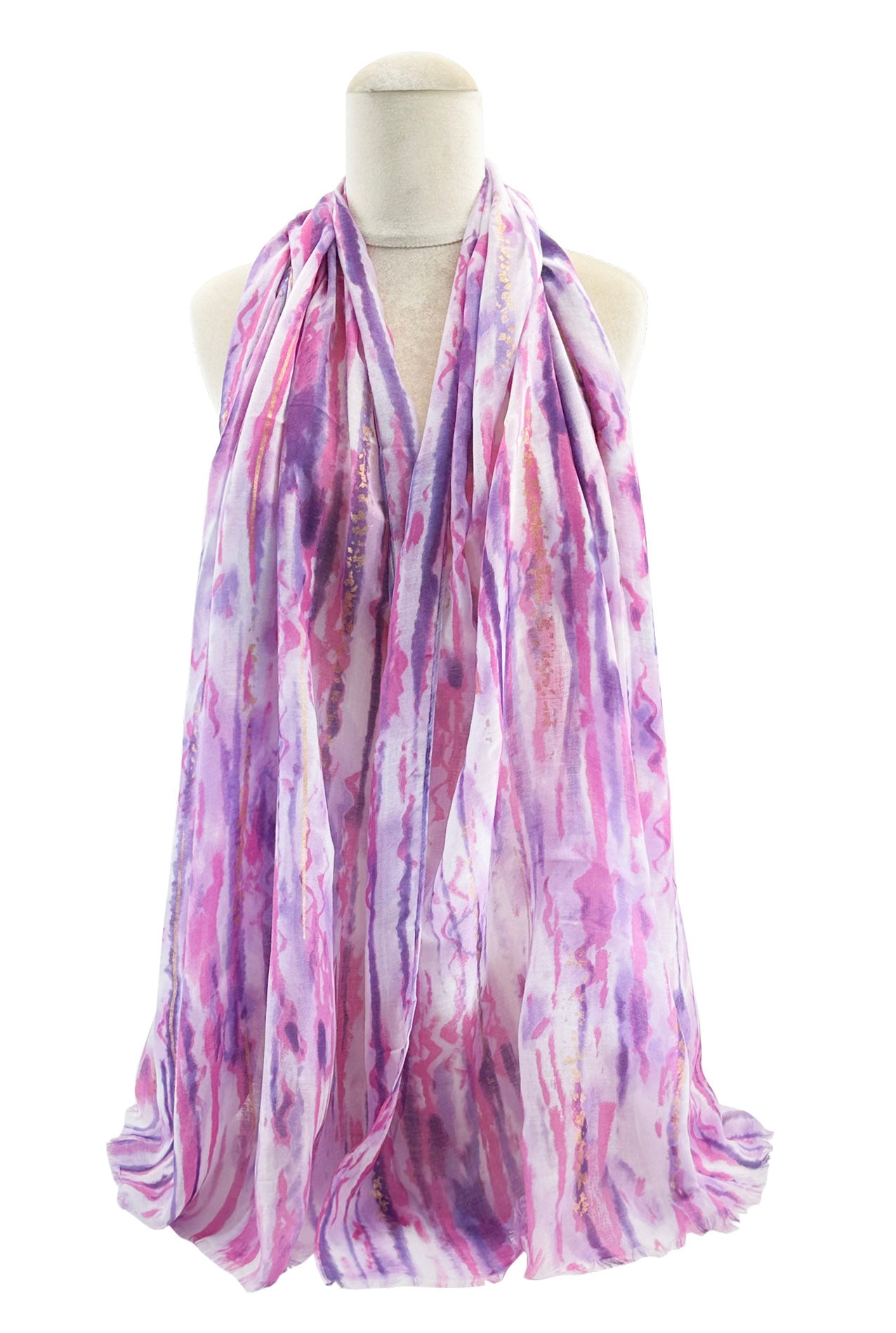 SF24110-040 Colourful Infinite Lines Soft Scarf with A Touch of Glitter