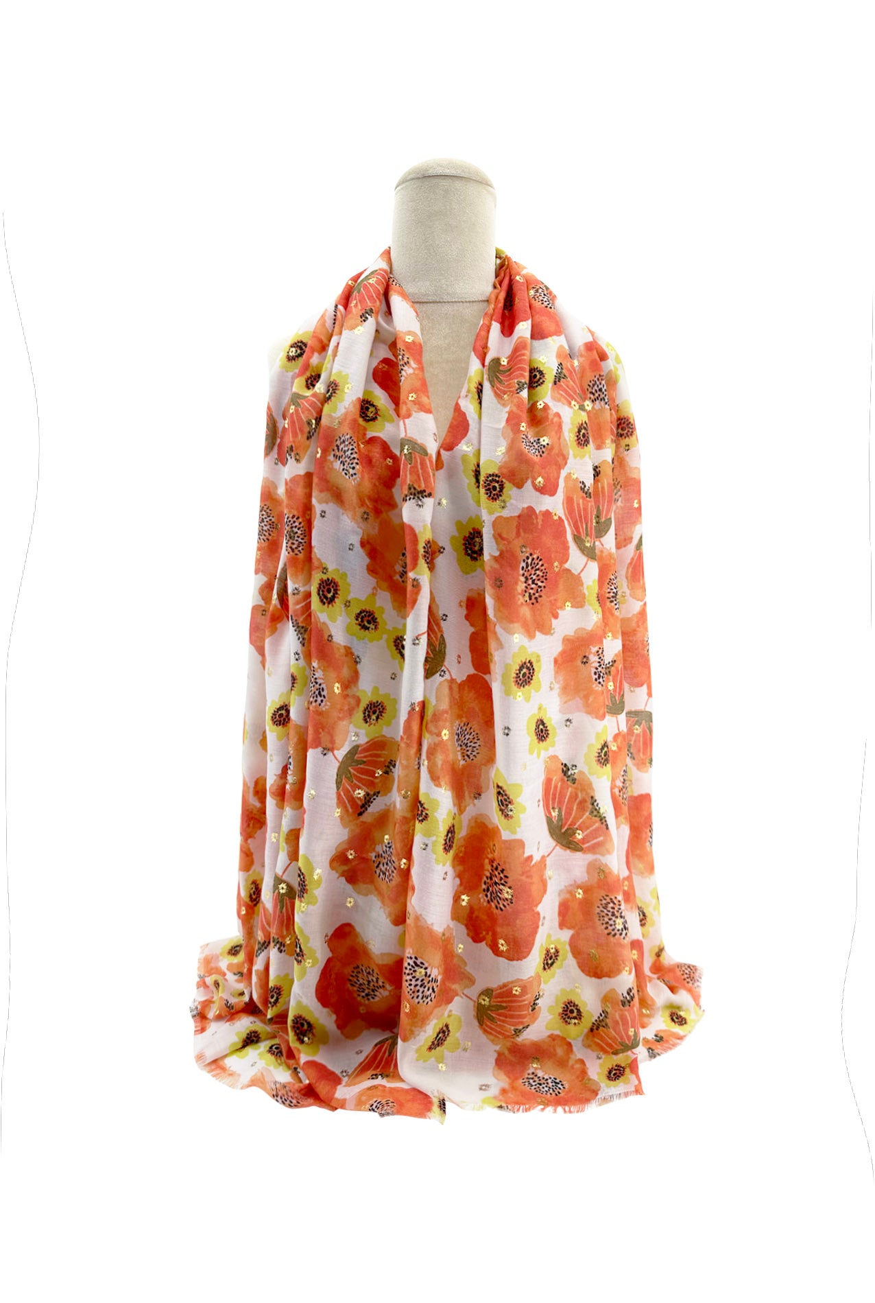 SF24110-055 Soft Assorted Floral Print Scarf with A Touch of Gold Glitter