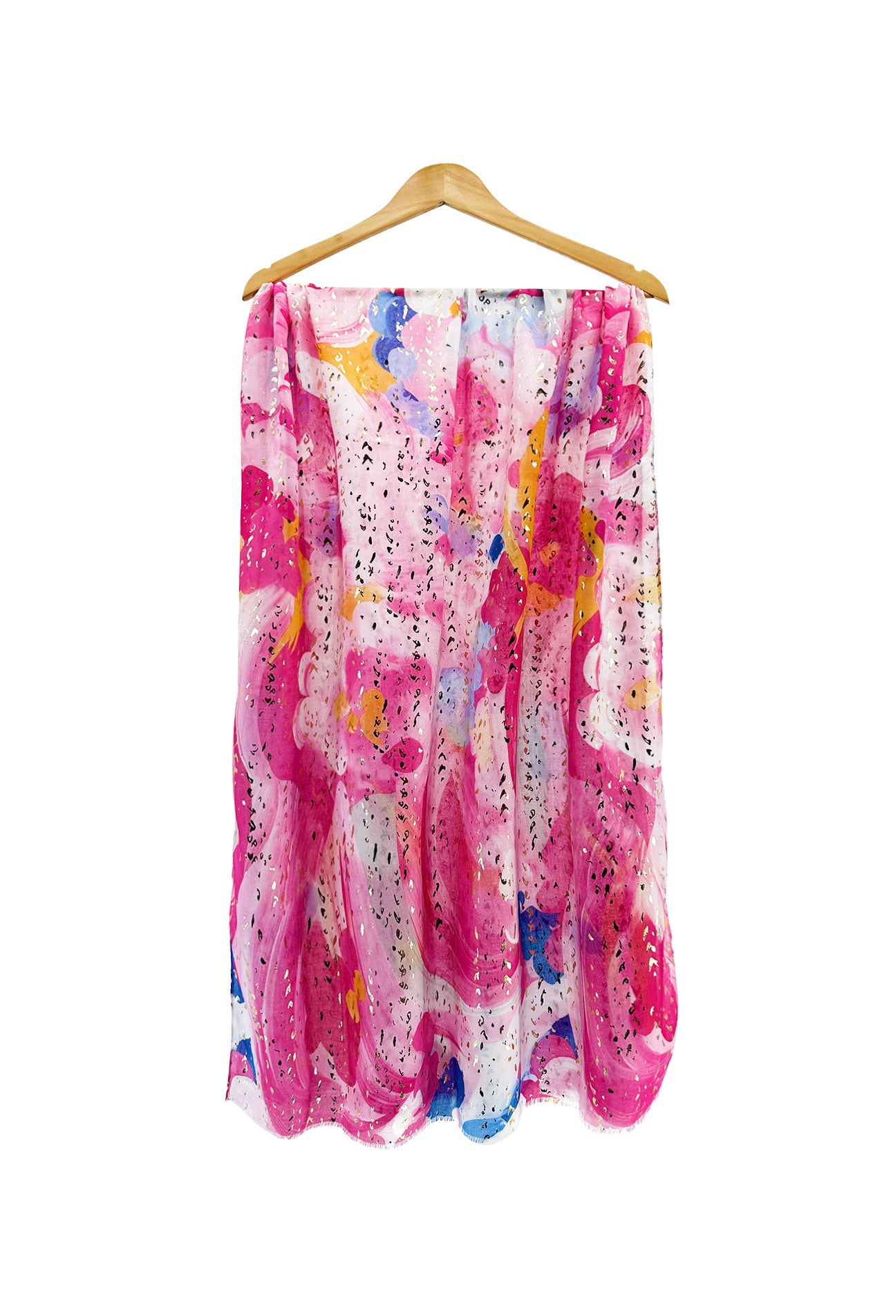 SF24110-058 Abstract Watercolour Print Soft Sparkly Scarf